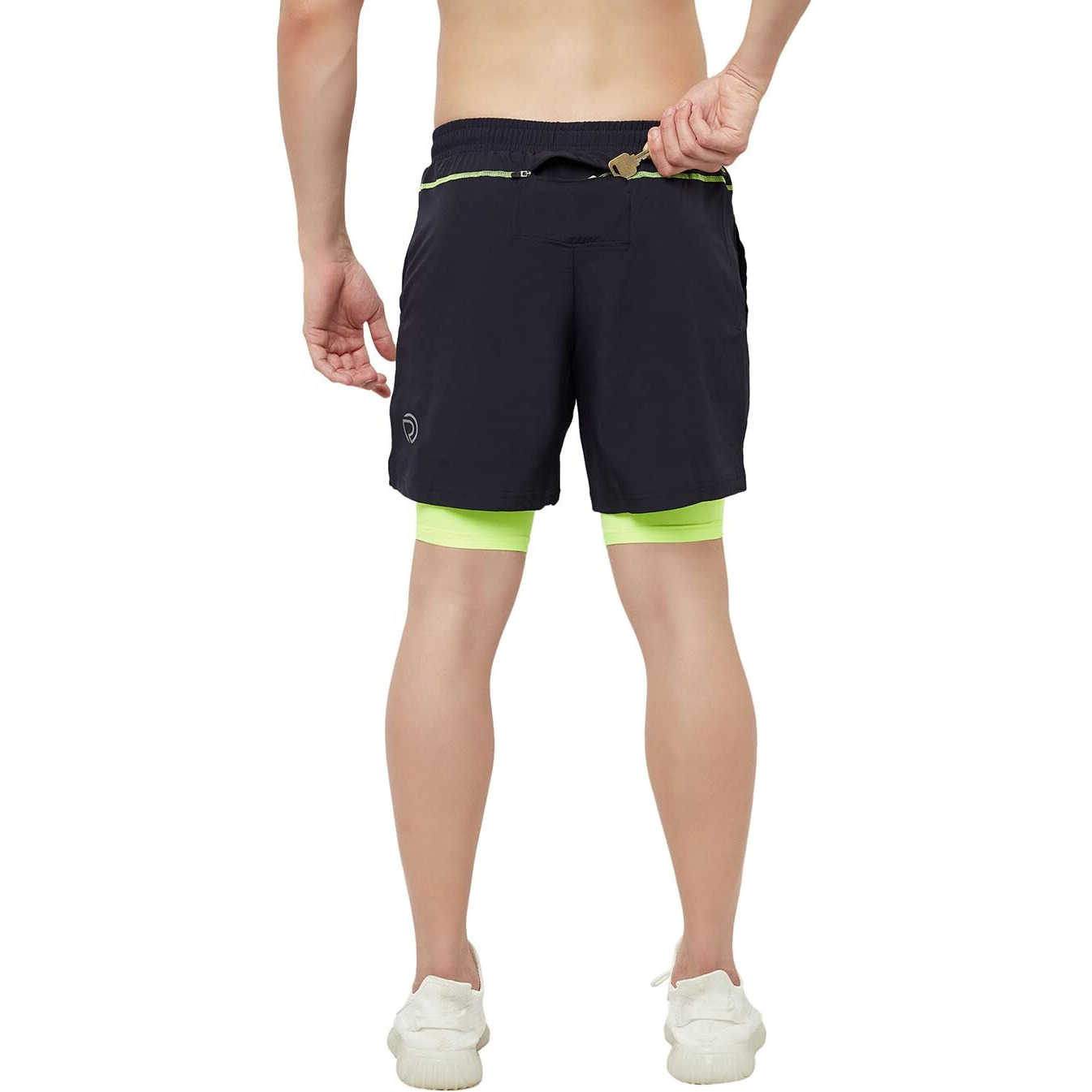 Truerevo 2 In 1 Running Sports Shorts For Men With Mobile Phone Pocket Light Weight Quick Dry Fabric For Gym Athletic(161115Drknvy_Xxl_Blue_Xxl)