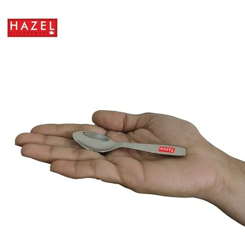 Hazel Stainless Steel Masala Spoons For Small Containers Mini Spoon For Masala Dabba Spices Spoons, Set Of 6, 8.8 Cm