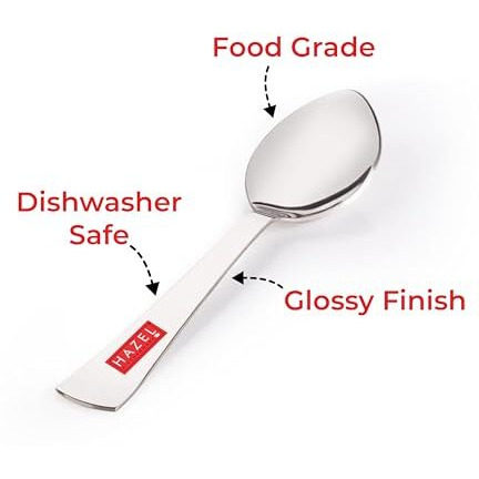 Hazel Stainless Steel Masala Spoons For Small Containers Mini Spoon For Masala Dabba Spices Spoons, Set Of 6, 8.8 Cm