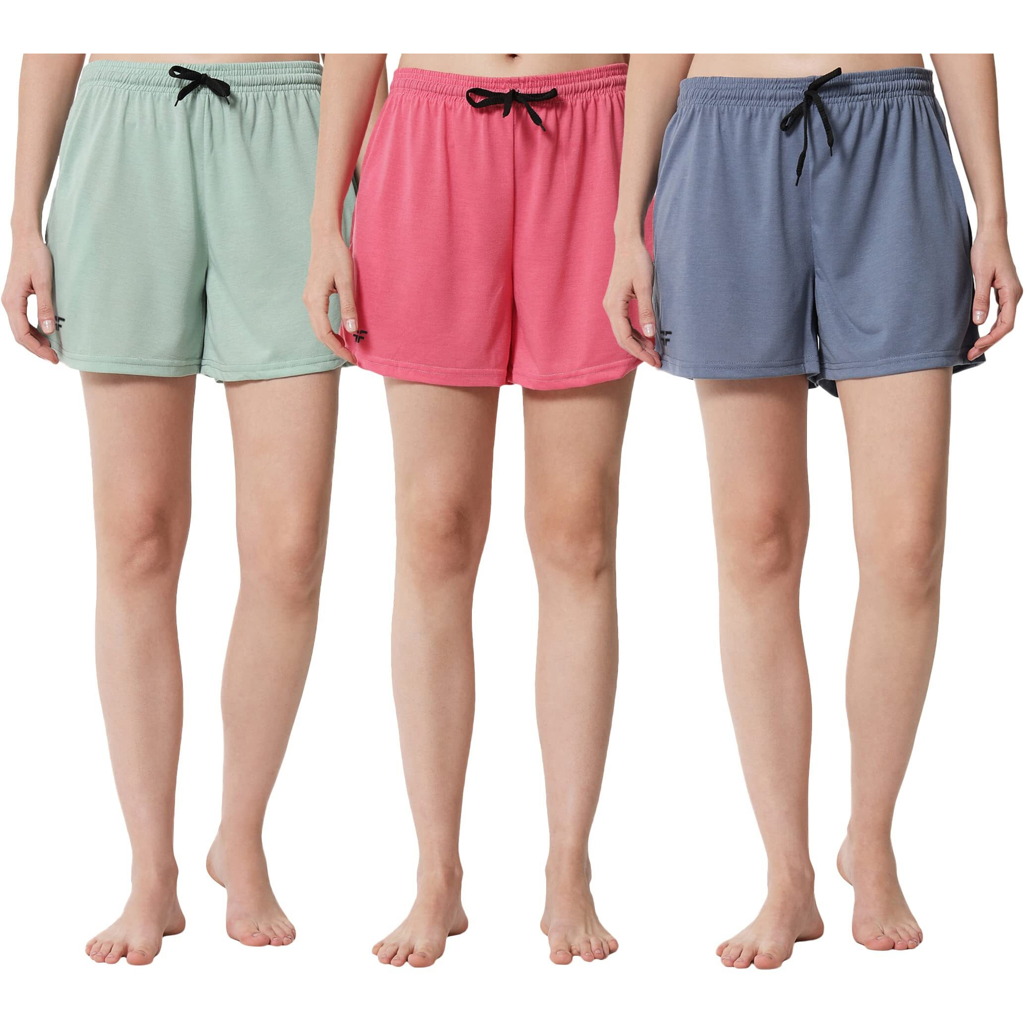 Fflirtygo Women's Shorts | Shorts For Women Short Pant For Women | Bluish Grey, Pista Green & Pink Shorts | Women Shorts Night Wear | Sports Shorts For Woman Combo (Pack Of 3)