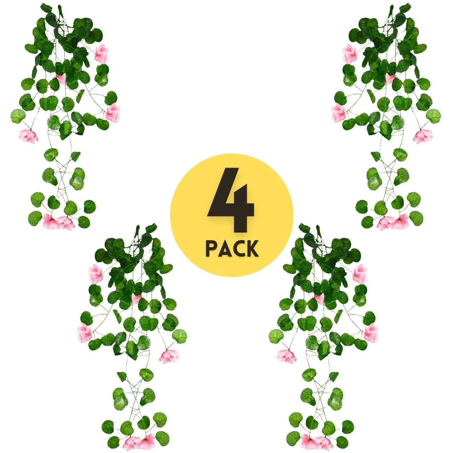 Decorebugs Artificial Flower Plants Leaves Hanging Ivy Garlands Plant Greenery Vine Creeper Home Decor Door Wall Balcony Decoration Party Festival Craft (Pack Of 4)