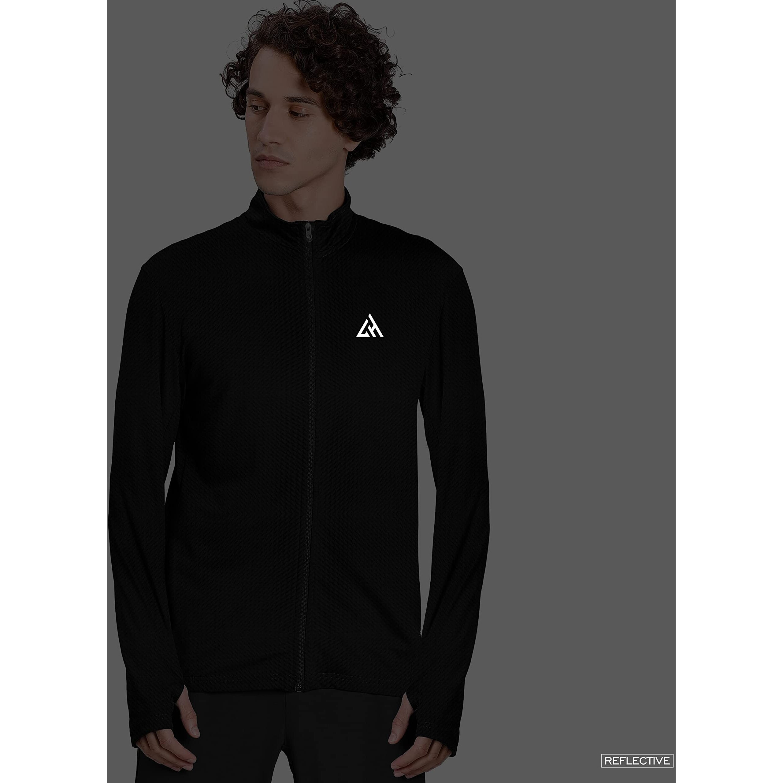 London Hills Full Sleeve Polyester High Neck Full Zip With Pocket Solid Men's Regular Fit Sports Track Jacket Black, 2Xl