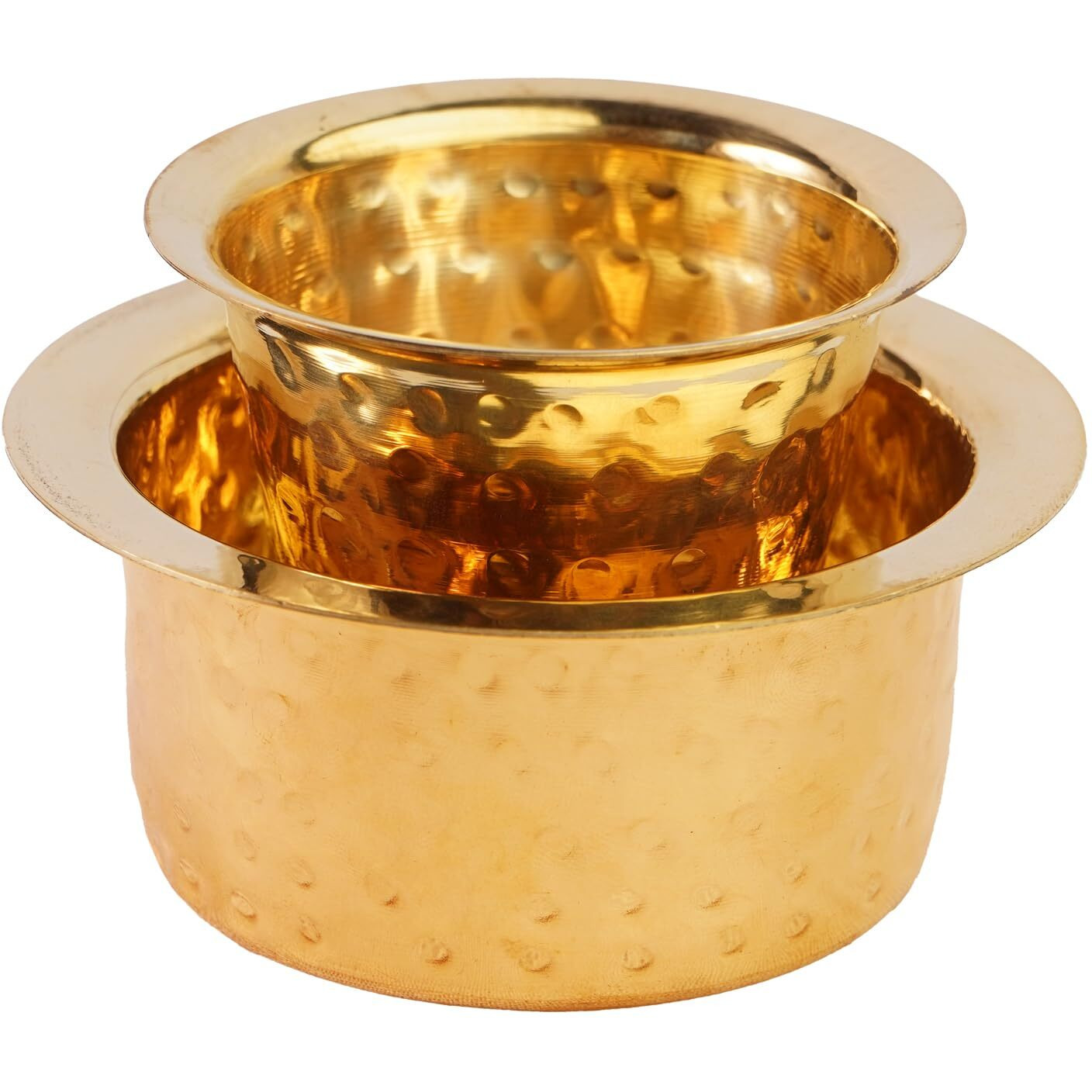 Thangam South Indian Brass Coffee Cup Dawara/Dabara & Tumbler For Serving Filter Coffee/Tea/Traditional Kumbakonam Brass Dabara - | Hammered Matt - 150Ml (Set Of 6)