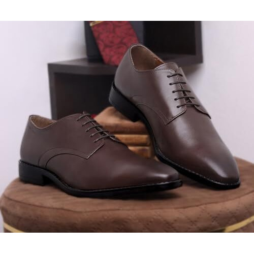 Louis Stitch Men's Handmade Egyptian Crust Leather Brunette Brown Derby Formal Lace Up Shoes For Men (Lsnrxplbb) - Uk 6