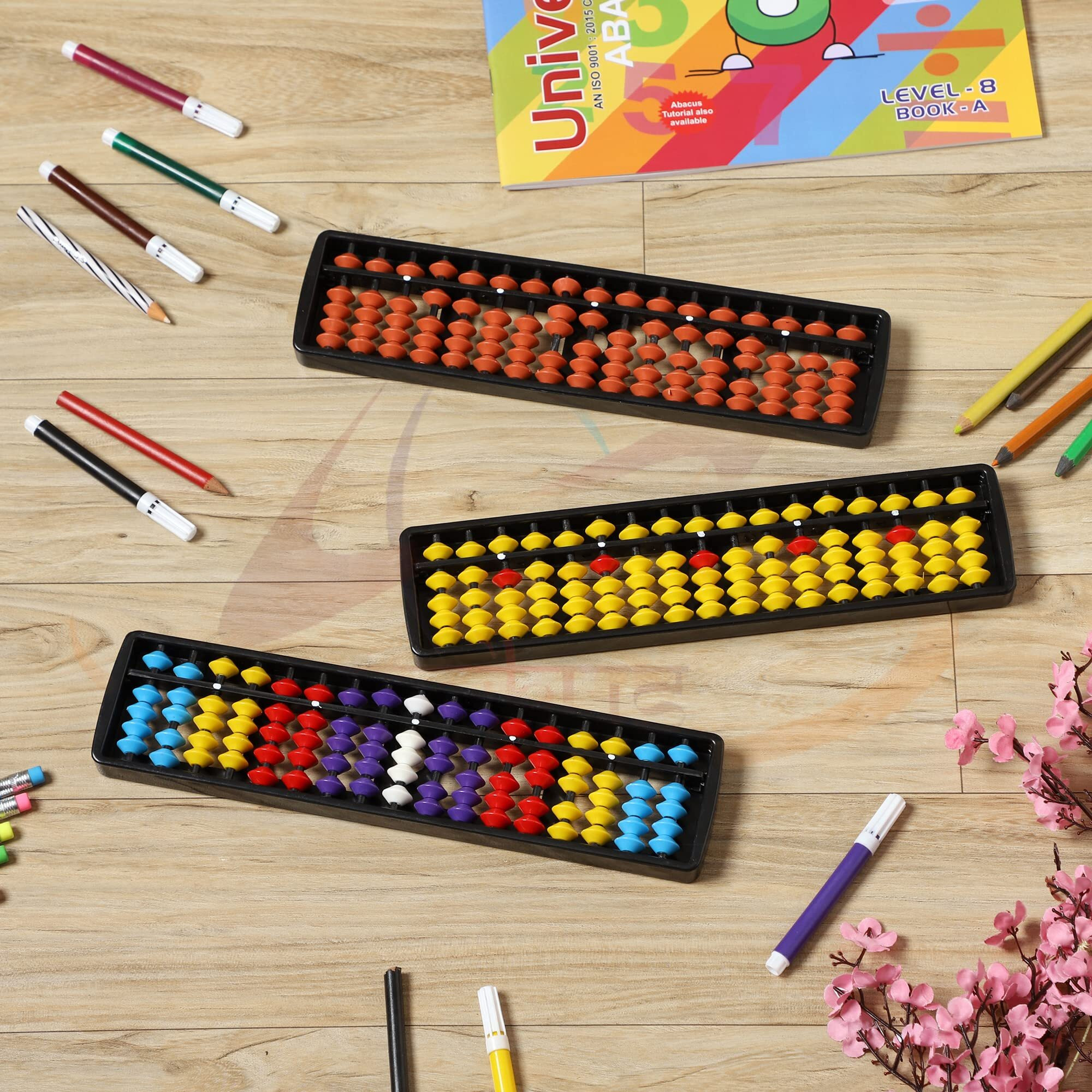 Unikus (Combo Pack Of 3) Educational Abacus Tool 17 Rods/Abacus Scale/Abacus Toys For Kids/Abacus Calculator/Abacus Tool For Kids To Enhance Their Counting Skills And Mathematics-17 Rod Combo Of 3