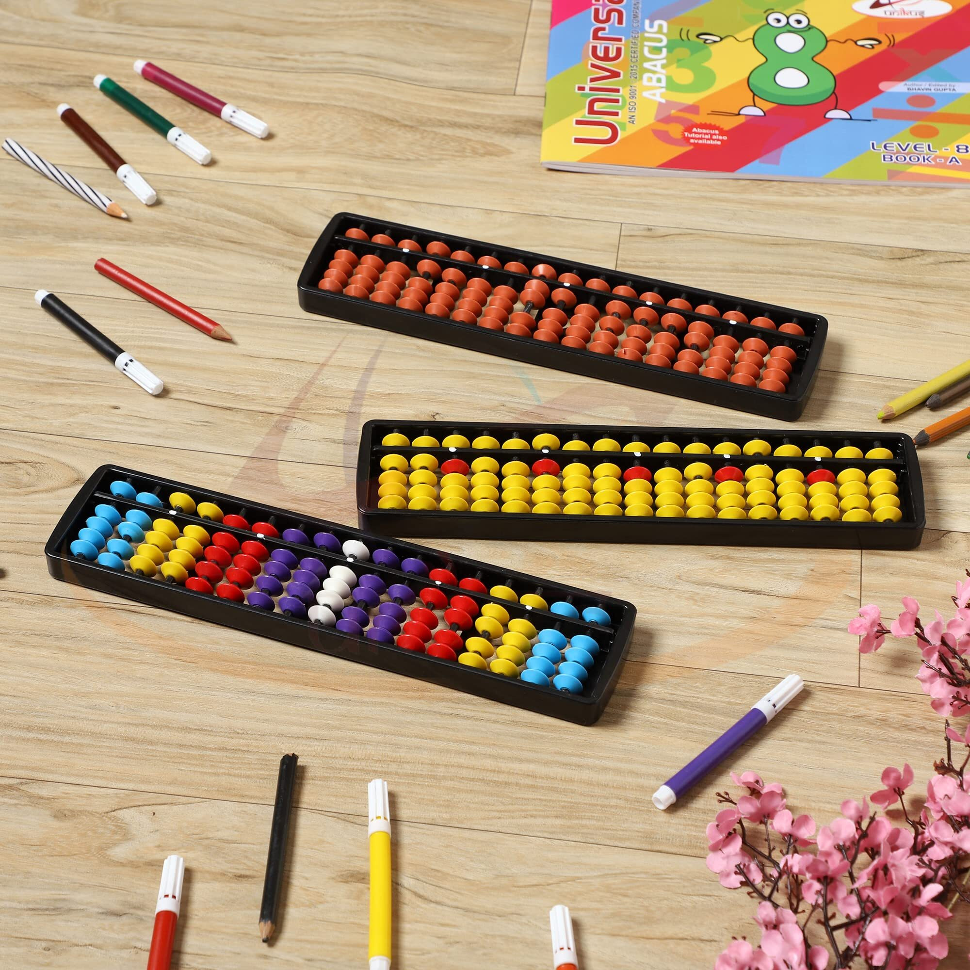 Unikus (Combo Pack Of 3) Educational Abacus Tool 17 Rods/Abacus Scale/Abacus Toys For Kids/Abacus Calculator/Abacus Tool For Kids To Enhance Their Counting Skills And Mathematics-17 Rod Combo Of 3