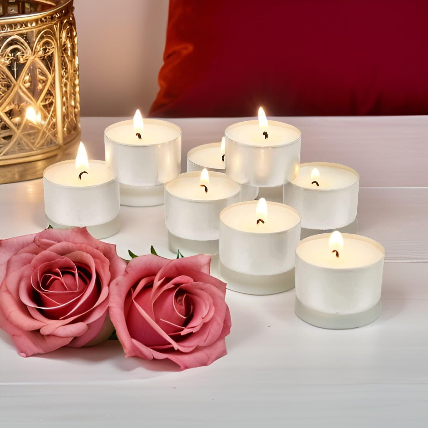 Ein Sof Tea Lights Candles Set Of 30 Pcs  9 Hours Burning Time Tealight For Home Dcor, Jumbo Size White T Light Items For Diwali Decoration, Unscented Natural Wax Long Lasting Candle
