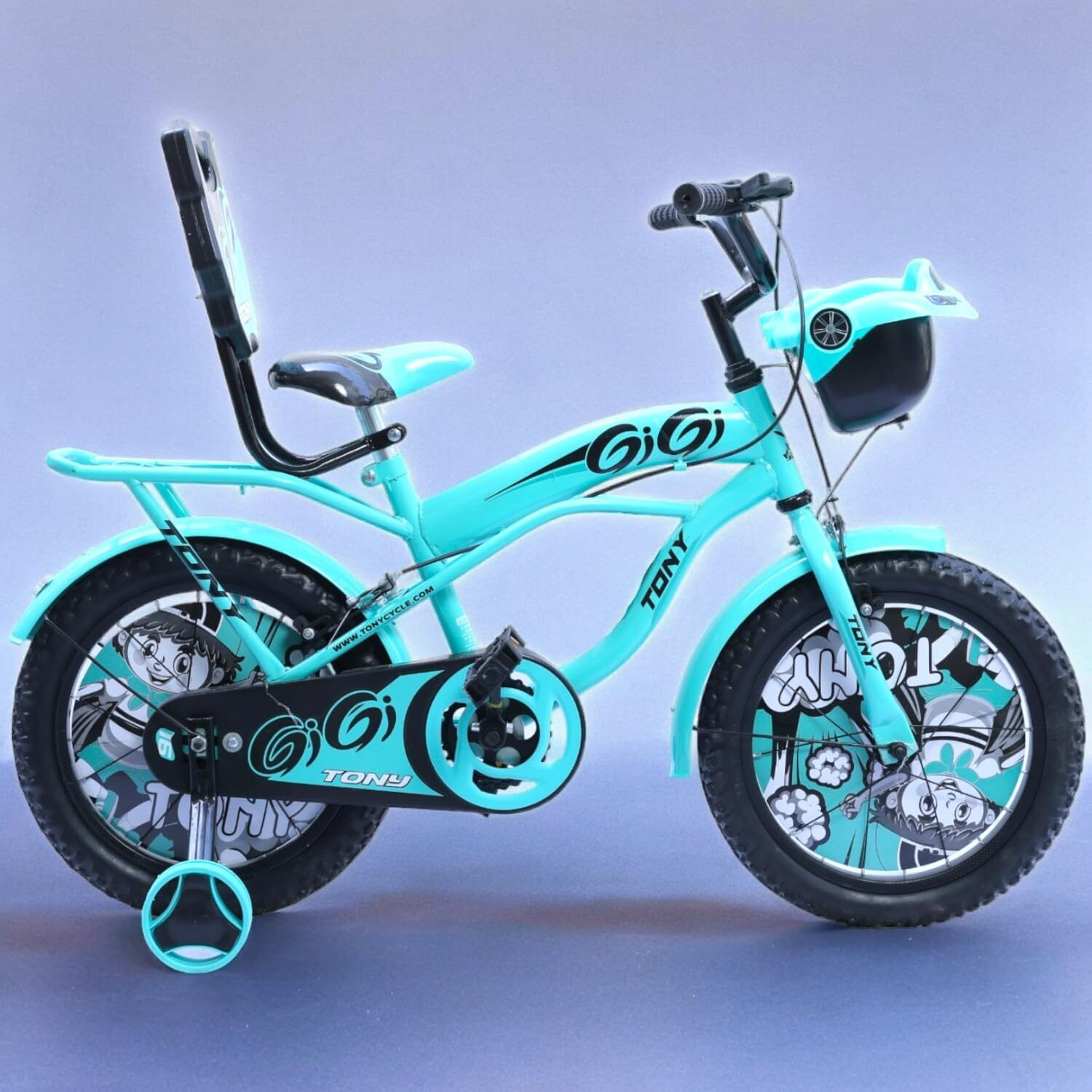 Raw Bicycles Sports Gigi With Training Wheels 14T Bmx Single Speed Bicycle Cycle For Kids 3 Years To 5 Years Boys & Girls Sea Green