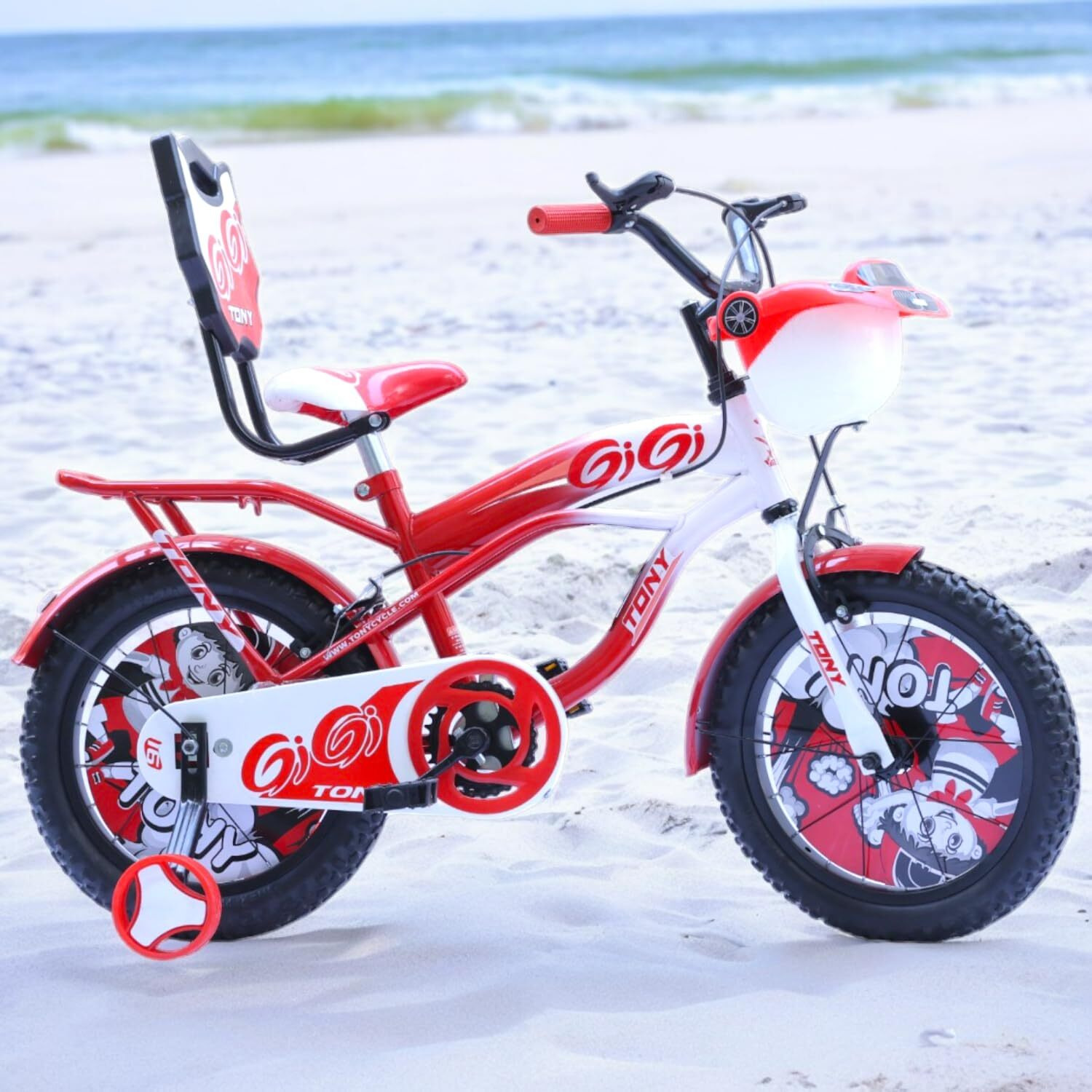 Raw Bicycles Sports Gigi - 14T Bmx Single Speed Cycle For Kids 3-5 Years | Red & White | Tubeless Tyres | Easy Assembly