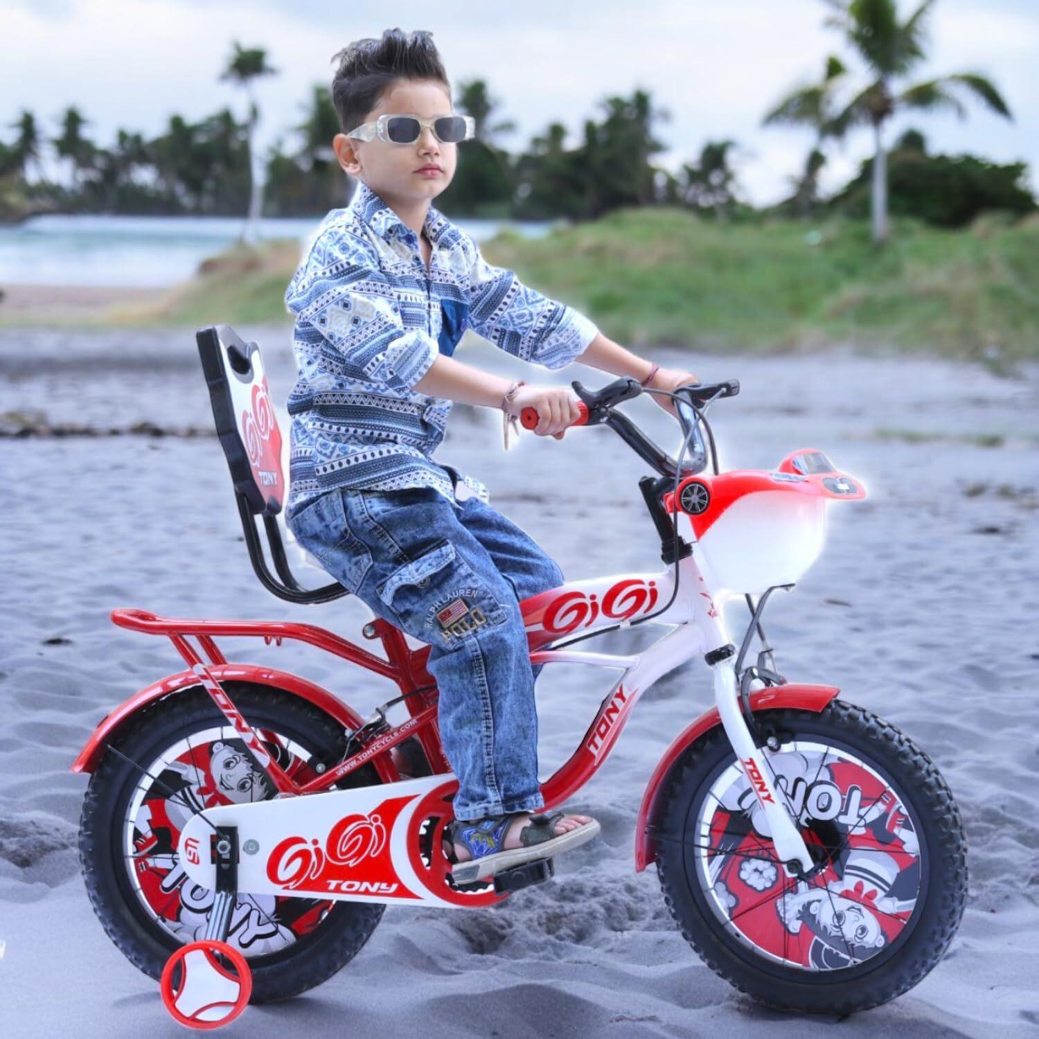 Raw Bicycles Sports Gigi - 14T Bmx Single Speed Cycle For Kids 3-5 Years | Red & White | Tubeless Tyres | Easy Assembly