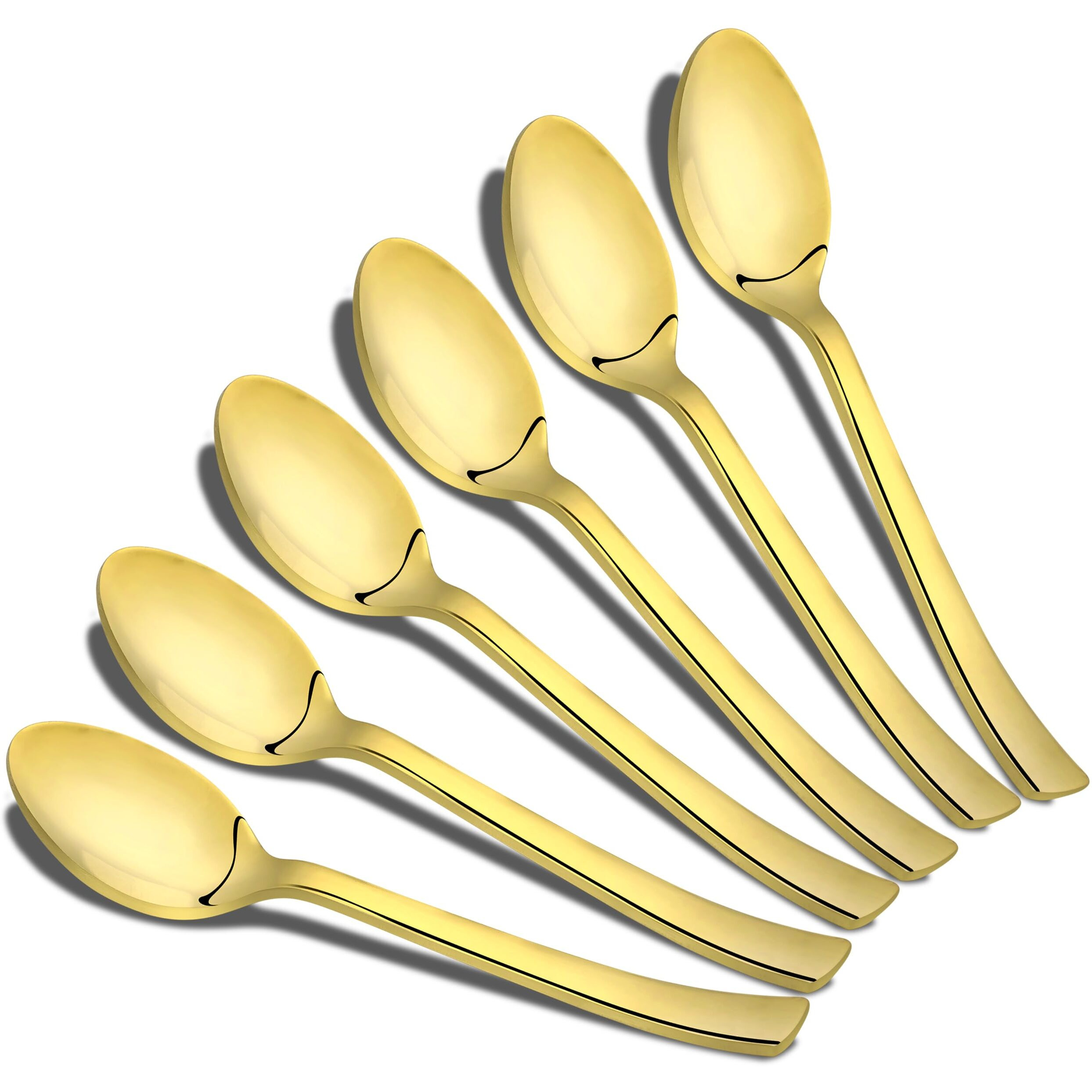 Parage 6 Pieces Stainless Steel Premium Small Coffee Spoons, Golden Spoon Set, Luxury Dinning Tabelware Gift House Warming, Length 12Cm, Food Grade For Home & Kitchen, Pvd Gold Coffee Spoon Set