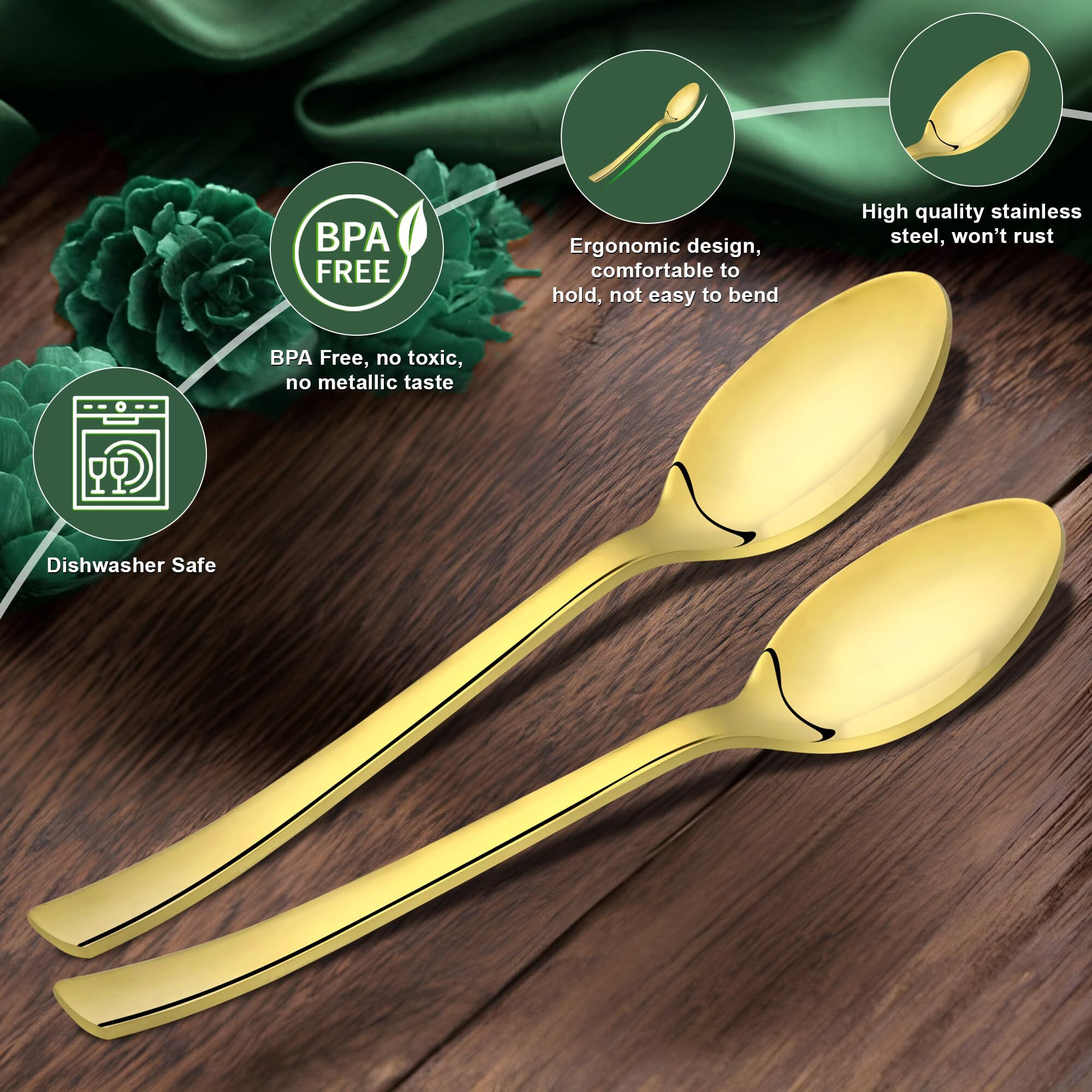 Parage 6 Pieces Stainless Steel Premium Small Coffee Spoons, Golden Spoon Set, Luxury Dinning Tabelware Gift House Warming, Length 12Cm, Food Grade For Home & Kitchen, Pvd Gold Coffee Spoon Set