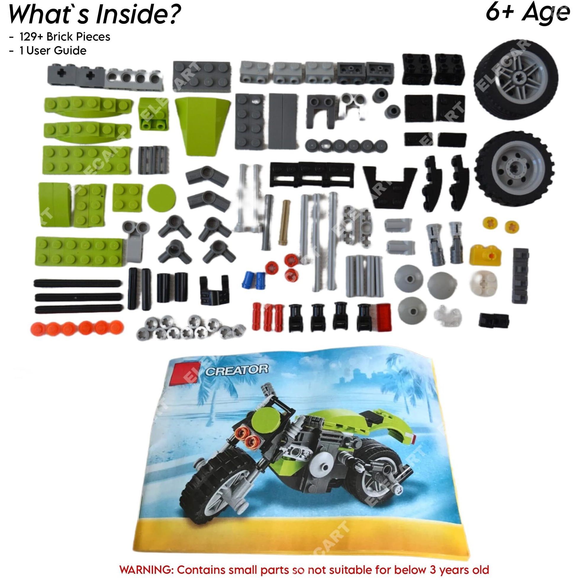 Elecart 3 In 1 Architect Series Super Bike Building Blocks Toy Set - Educational Diy Toys For Kids (Super Bike),121 Piece