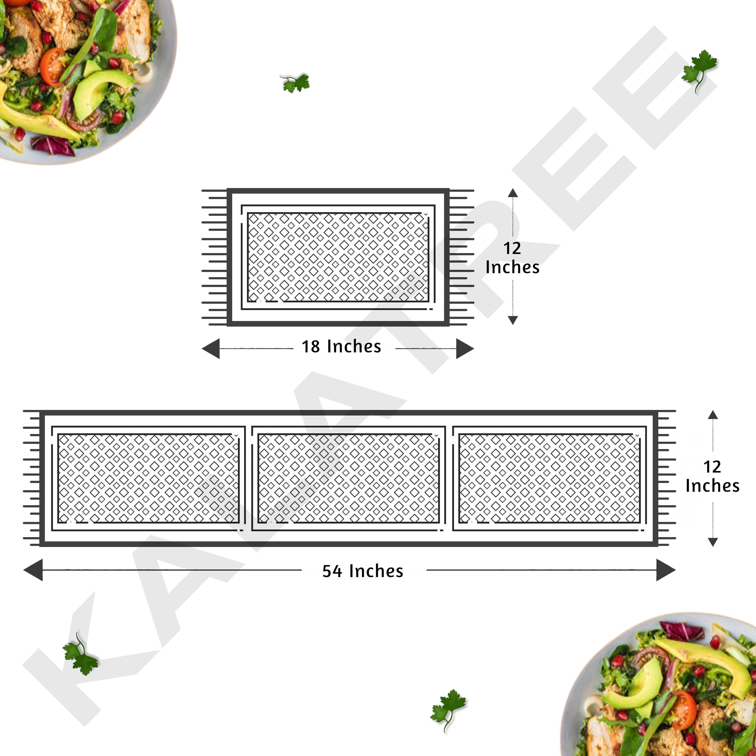 Kalatree Handmade River Grass Dining Table Mats Set Of 6 Pieces & Runner | Heat Resistant Korai Grass Dining Mats | Natural Eco Friendly Madurkathi Placemats For Dining Table | Joyful Tablemats