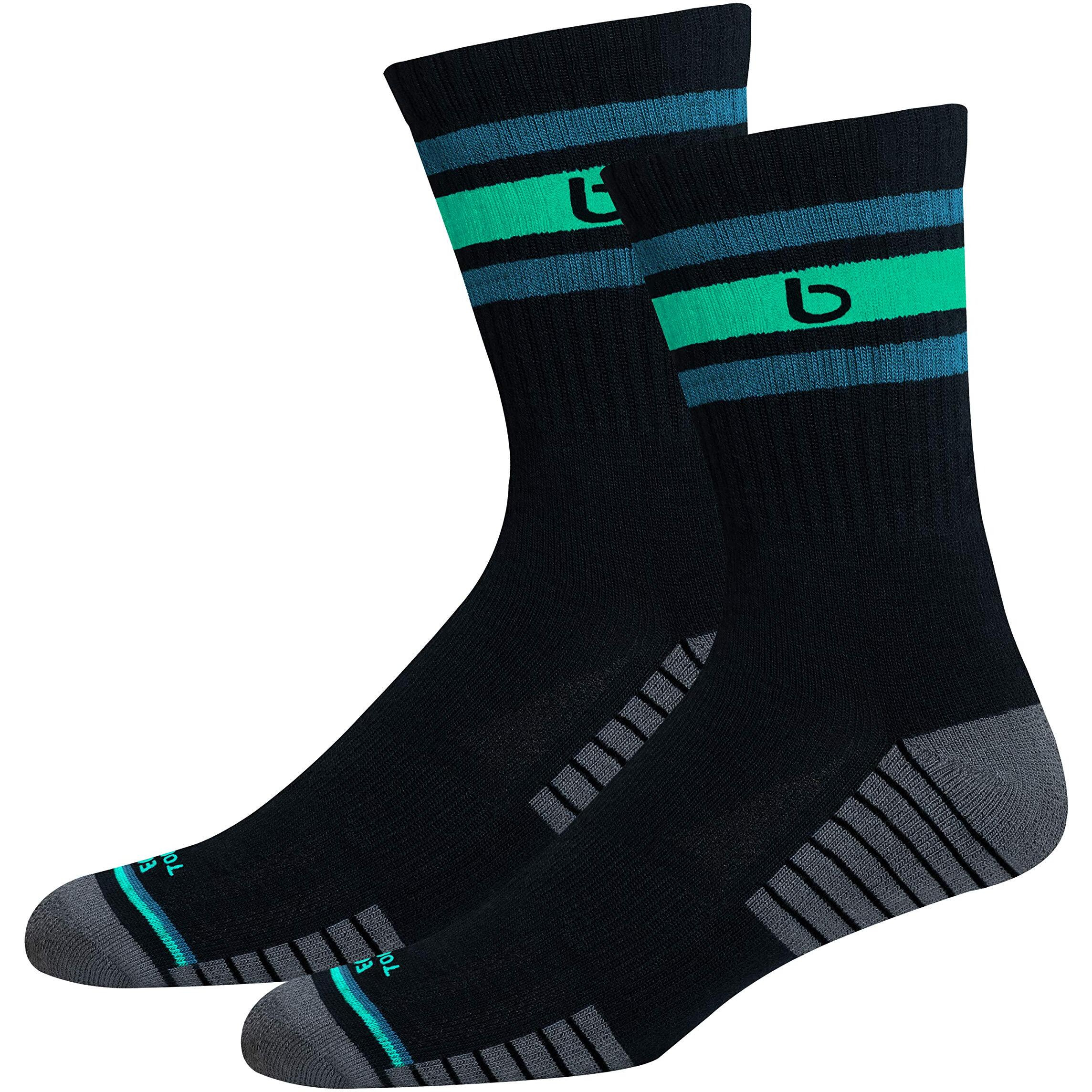 Bambos Men's Bamboo Sports Crew Socks For Running & Gym, Pack Of 3, (Size Uk 7-11, Black)