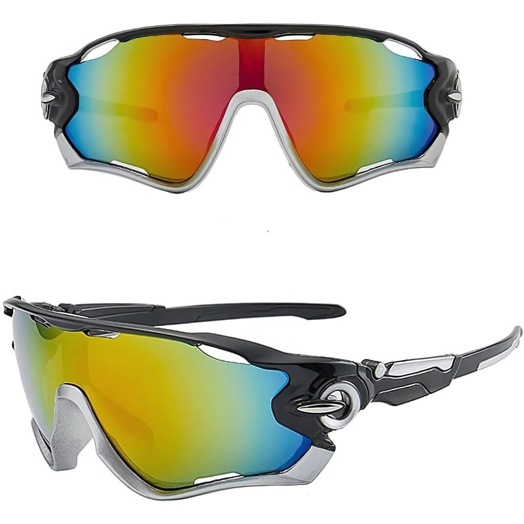 Huvora Uv Protected Sports Mirrored Wraparound Sunglasses For Cycling Cricket Riding Running Men Women Stylish Hydrophobic Lens With Full Coverage Protection Anti Glare Goggles