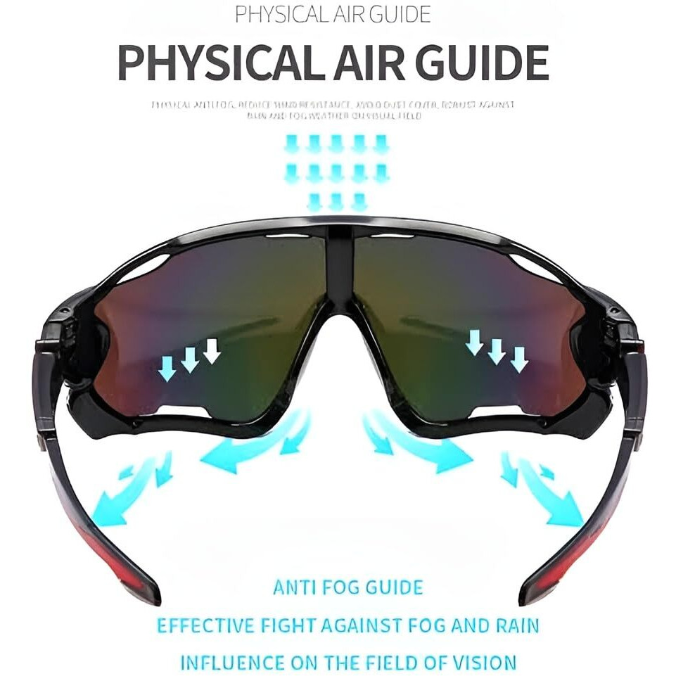Huvora Uv Protected Sports Mirrored Wraparound Sunglasses For Cycling Cricket Riding Running Men Women Stylish Hydrophobic Lens With Full Coverage Protection Anti Glare Goggles