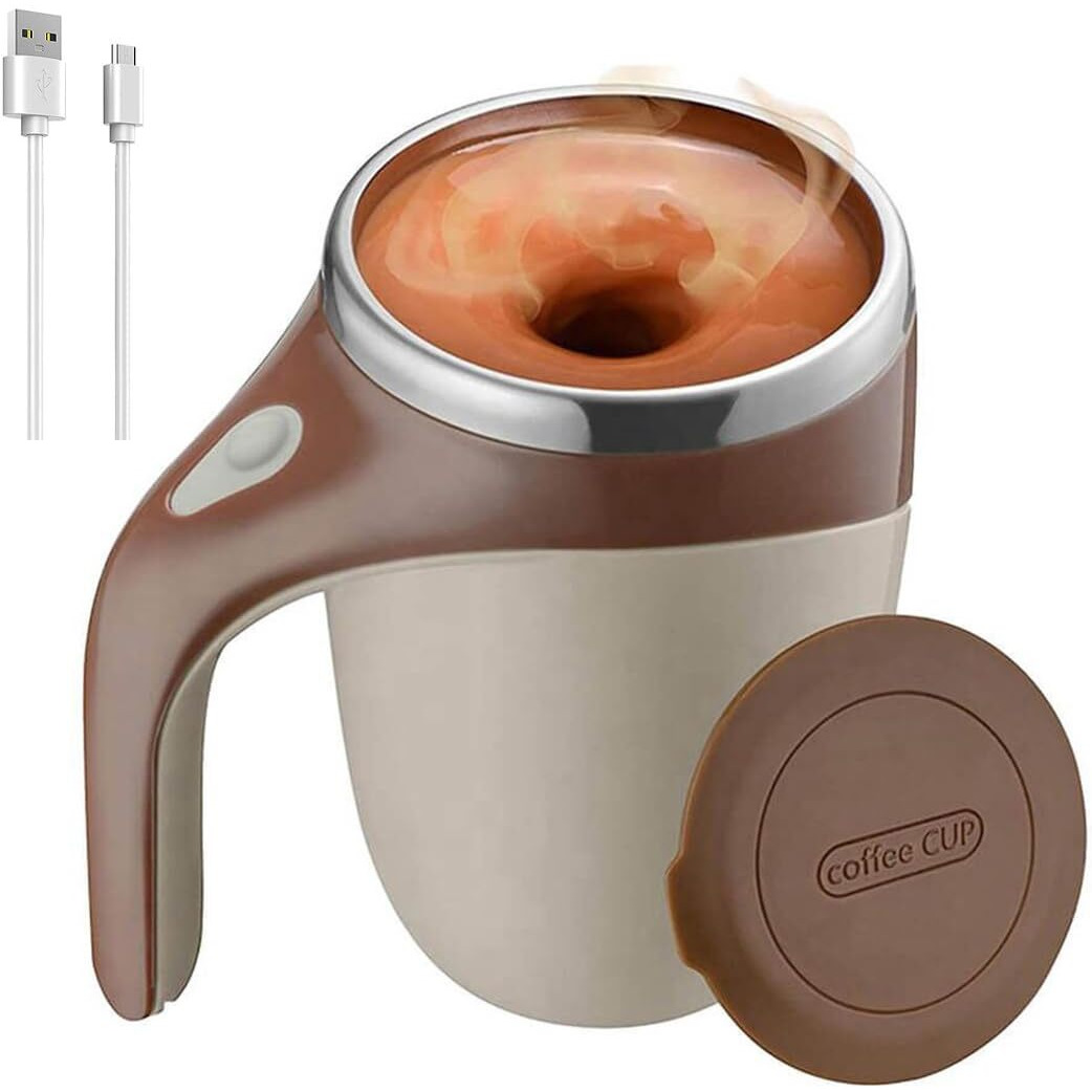 Maharsh Automatic Magnetic Stirring Coffee Mug, Rotating Home Office Travel Mixing Cup Suitable For Coffee, Milk, Cocoa And Other Beverages (Rechargable Brown) 380 Ml