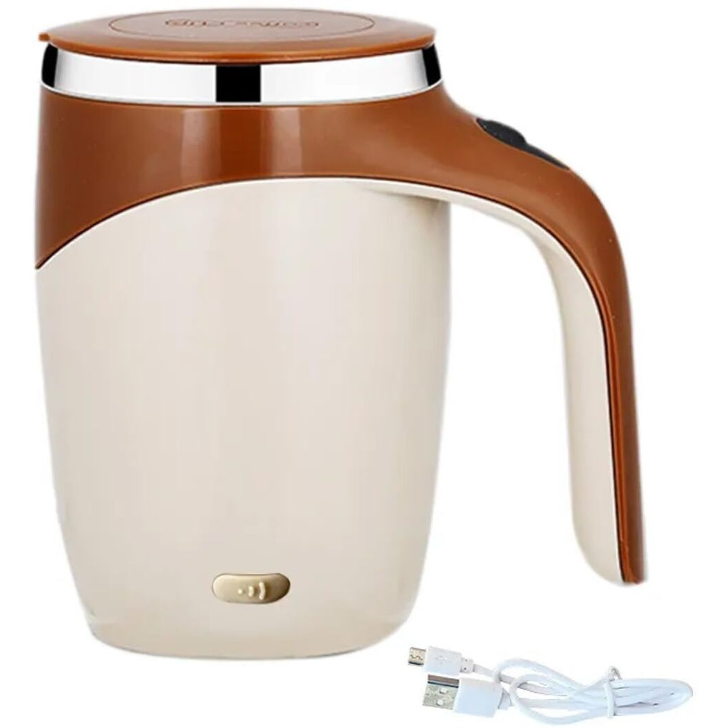 Maharsh Automatic Magnetic Stirring Coffee Mug, Rotating Home Office Travel Mixing Cup Suitable For Coffee, Milk, Cocoa And Other Beverages (Rechargable Brown) 380 Ml