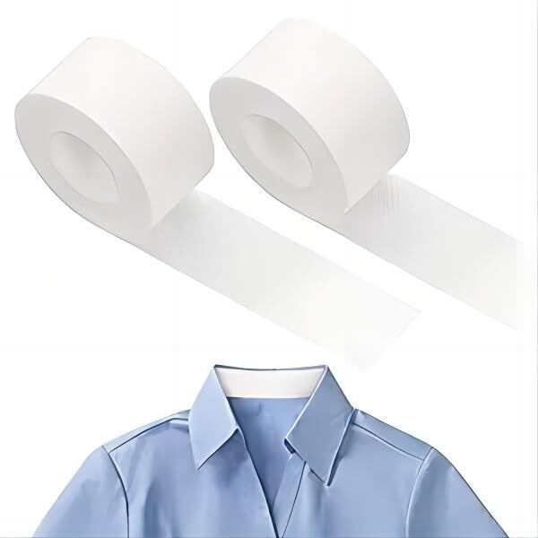 Inralimot 2 Rolls Sweat Pads Collar Protectors For Men's Shirts & Hats, White Shirt Neck Collar Protector Tape, Self-Adhesive Invisible Liner Patches