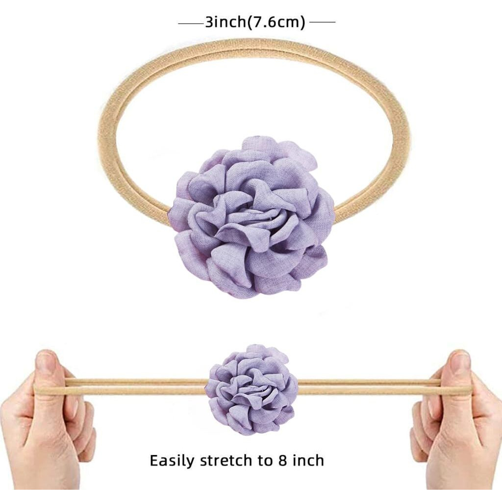 Palay 10Pcs Baby Hair Band Flower Headband For Baby Girl, Soft Elastic Hair Bands For Babies, Handmade Cute Floral Baby Hair Band For Baby Girls Toddler, Shower Gift For New Born Baby Girl Boy