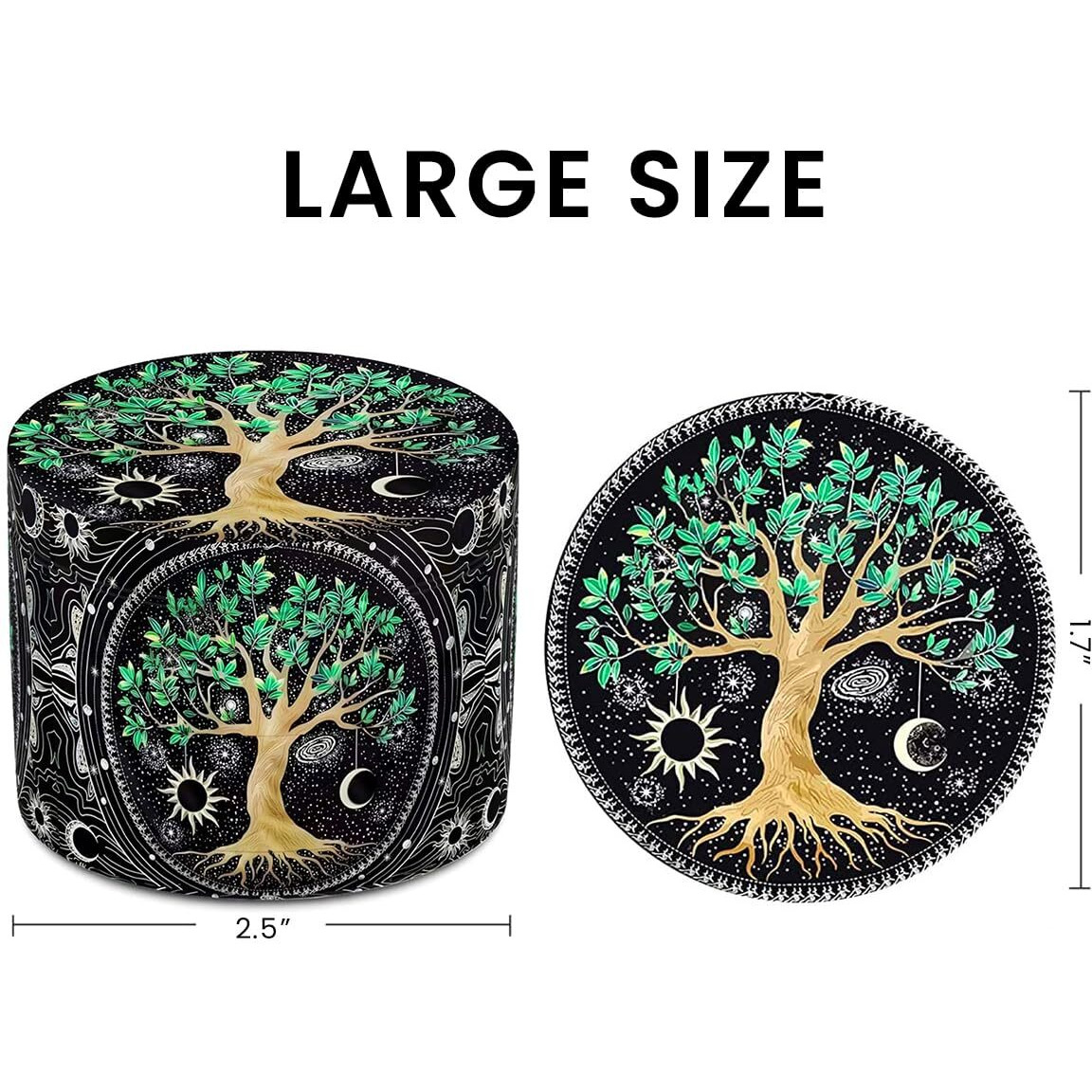 Supvox Tree Of Life Herb Storage Grinder Zinc Alloy Spice Mill With Precision Teeth, 4-Layer Design, Aesthetic Kitchen Tool For Herbs & Spices