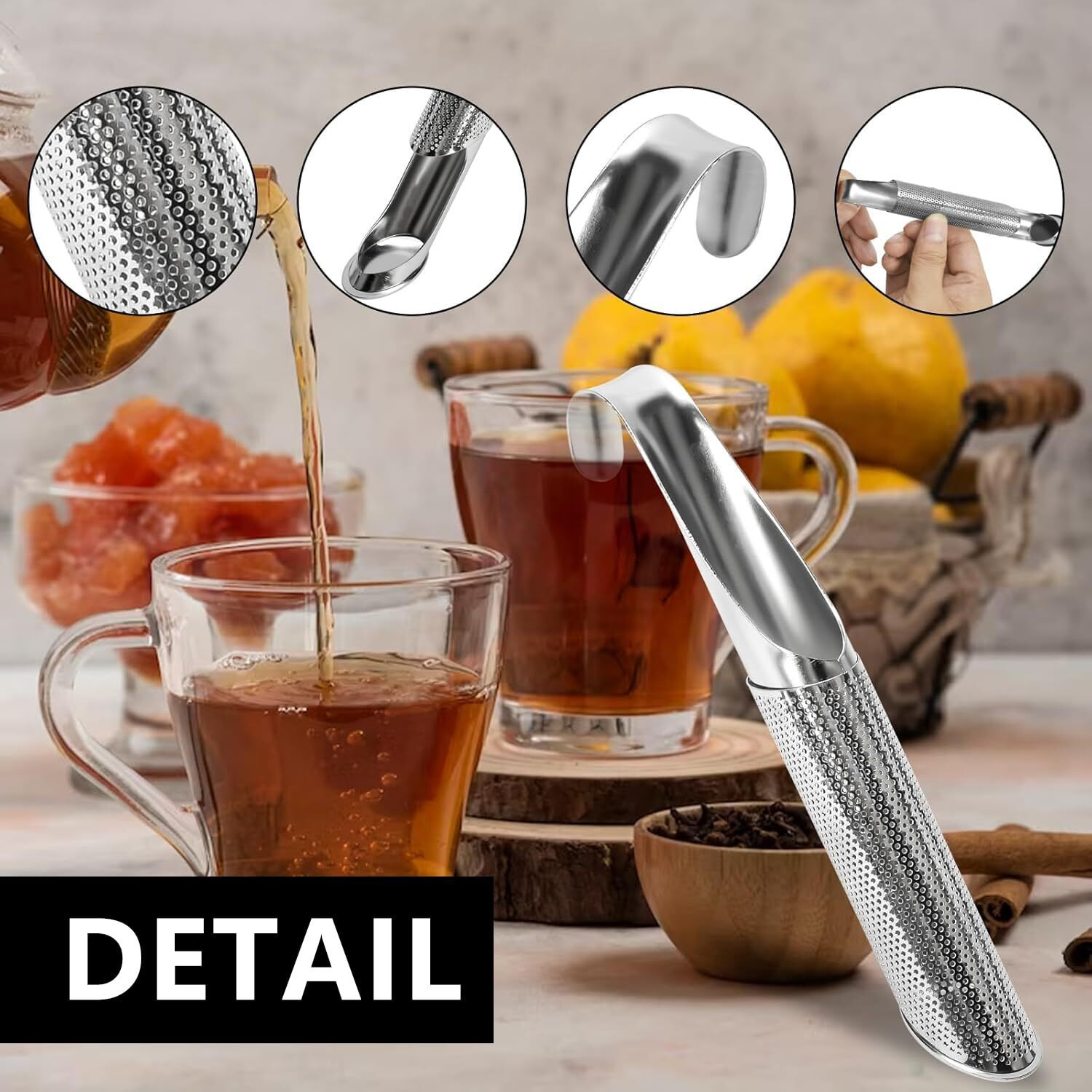 Tea Infuser Stainless Steel Tea Strainer For Loose Tea Reusable Fine Mesh Tea Diffuser (Stainless Steel, 1)