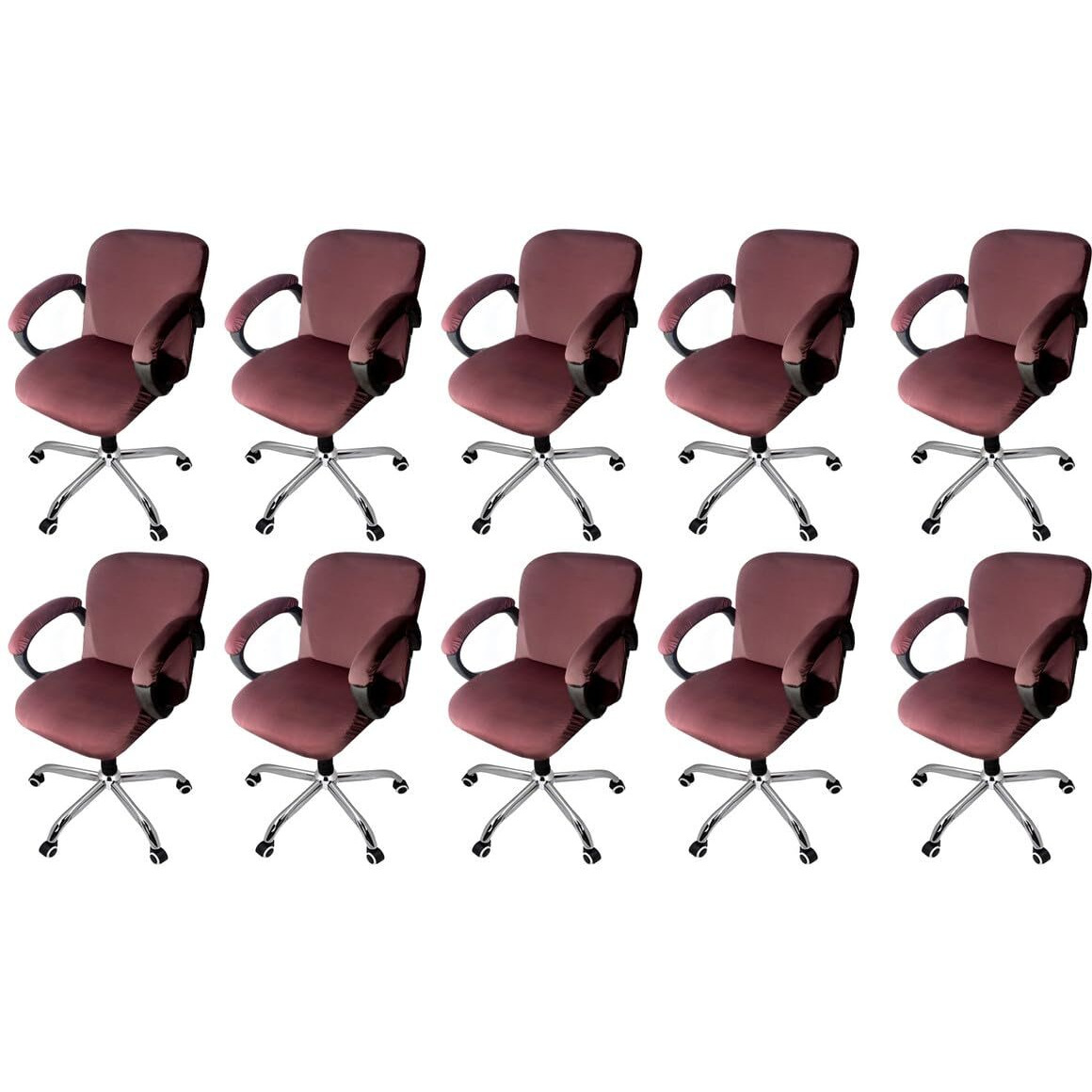The Furnishing Tree Spandex Office Chair Cover With Handle Cover Coffee Set Of 10