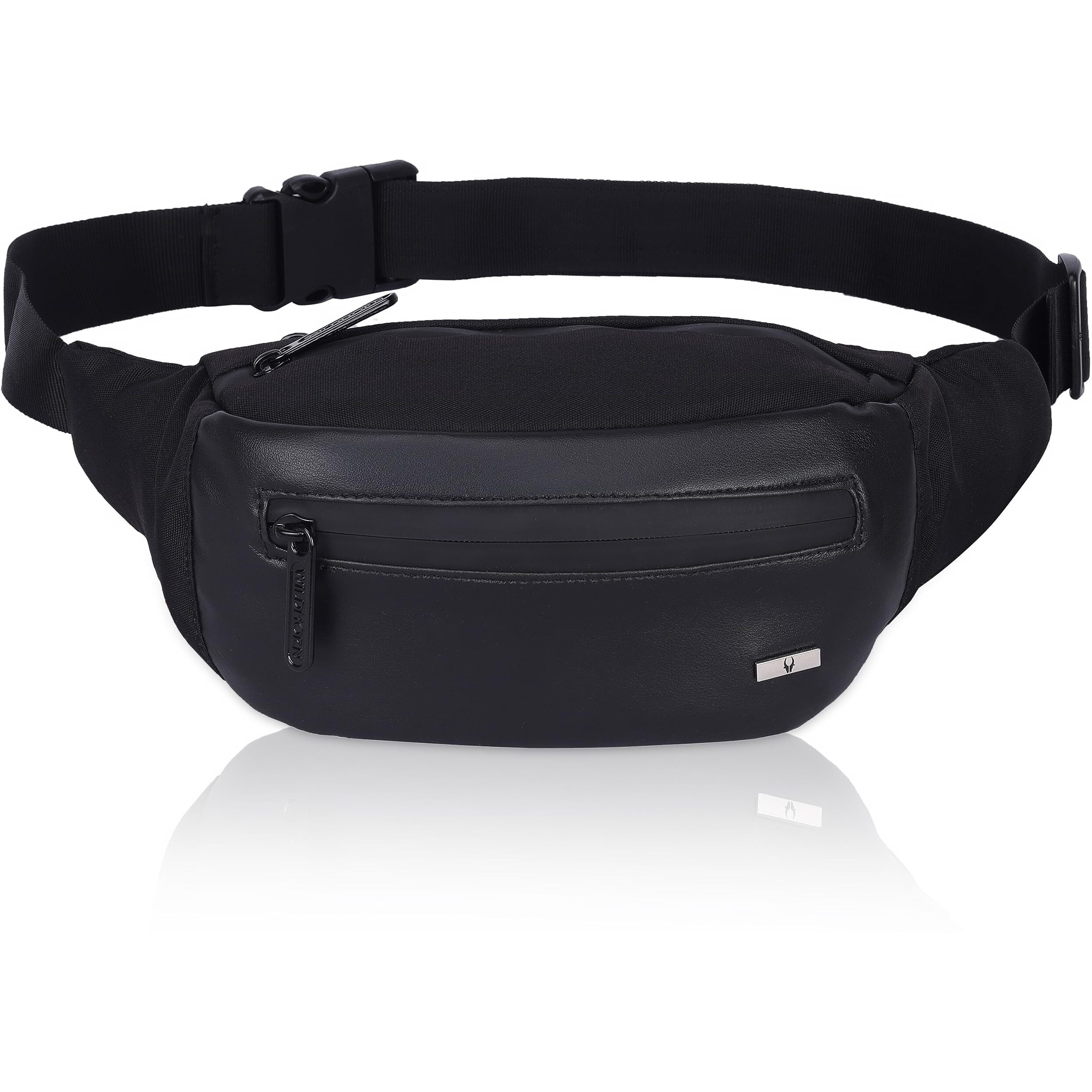 Wildhorn 2.4L Waist Bag For Men Women I Ultra Strong Stitching, Sturdy Zippers, Waterproof, Fanny Pack For Hiking Travel Camping Running Sports With Adjustable Strap (Black)