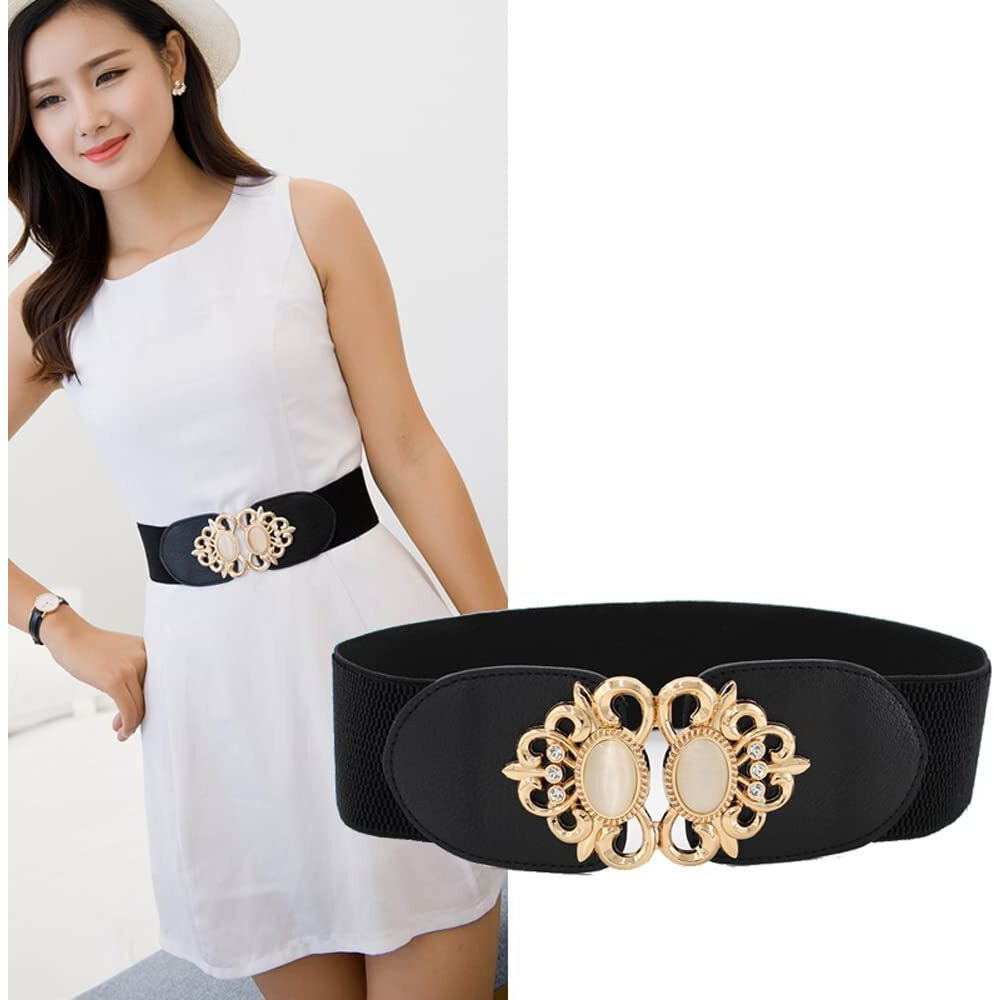 Shining Diva Fashion Latest Stylish Waist Belt For Women Dresses Jeans Skirts Hip Saree Western Traditional (Black 01)