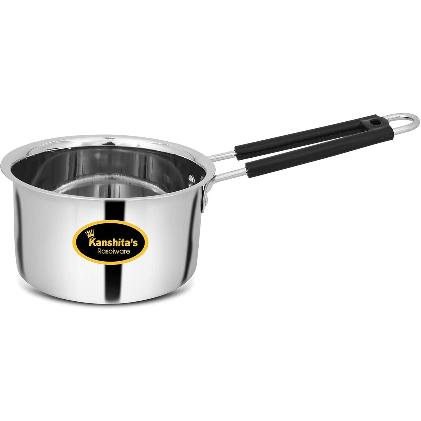 Kanshita's Rasoiware Heavy Gauge Stainless Steel Milk Pan/Saucepan/Tea Pan/Milk Pot/Sauce Pot (Induction Compatible), 750 Ml, 14 Cm, Silver