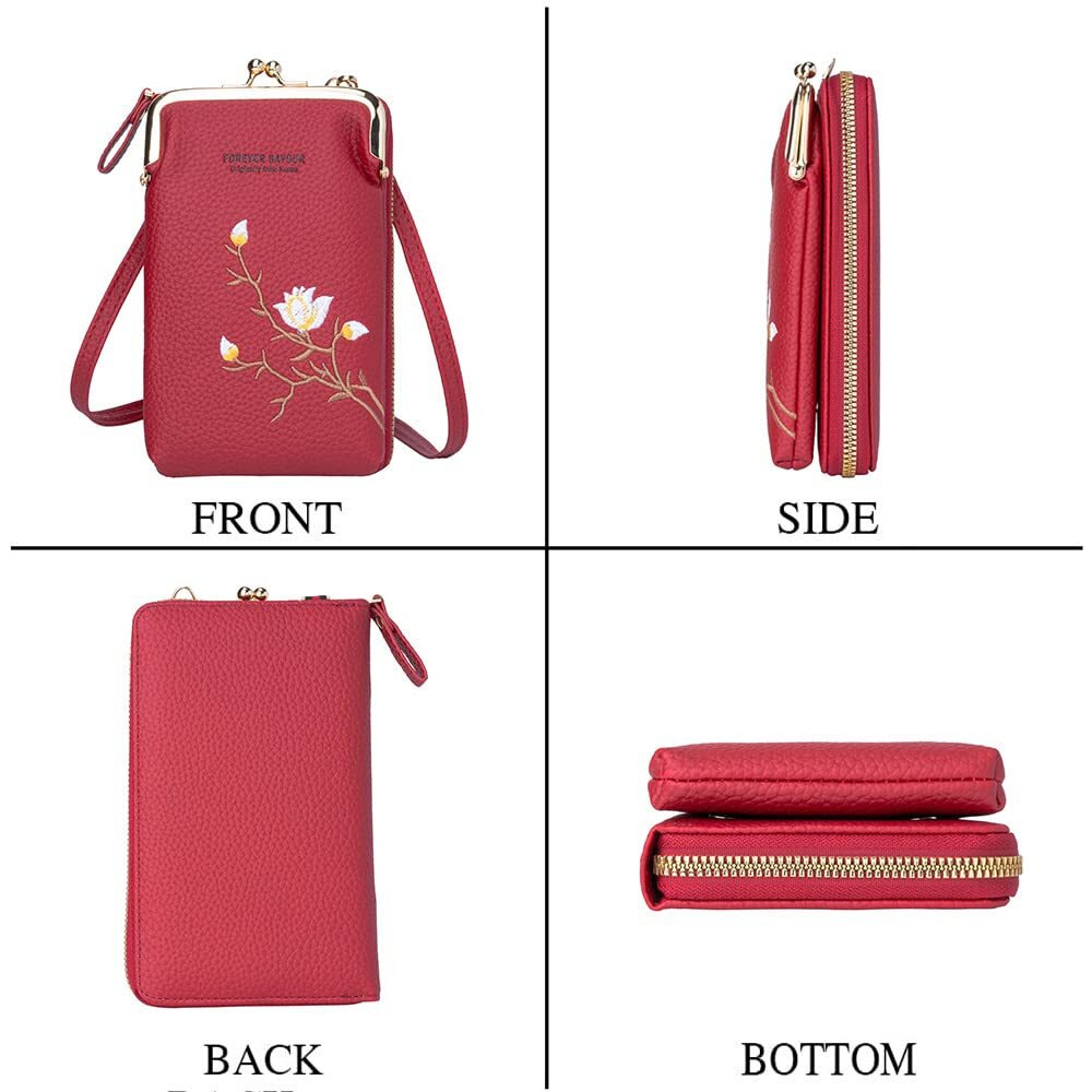 Inovera (Label) Faux Leather Sling Bag For Women - Small Cross-Body Bags For Mobile, Cell Phone, Cash & Card - Girls Hand Purse Pouch (Red)