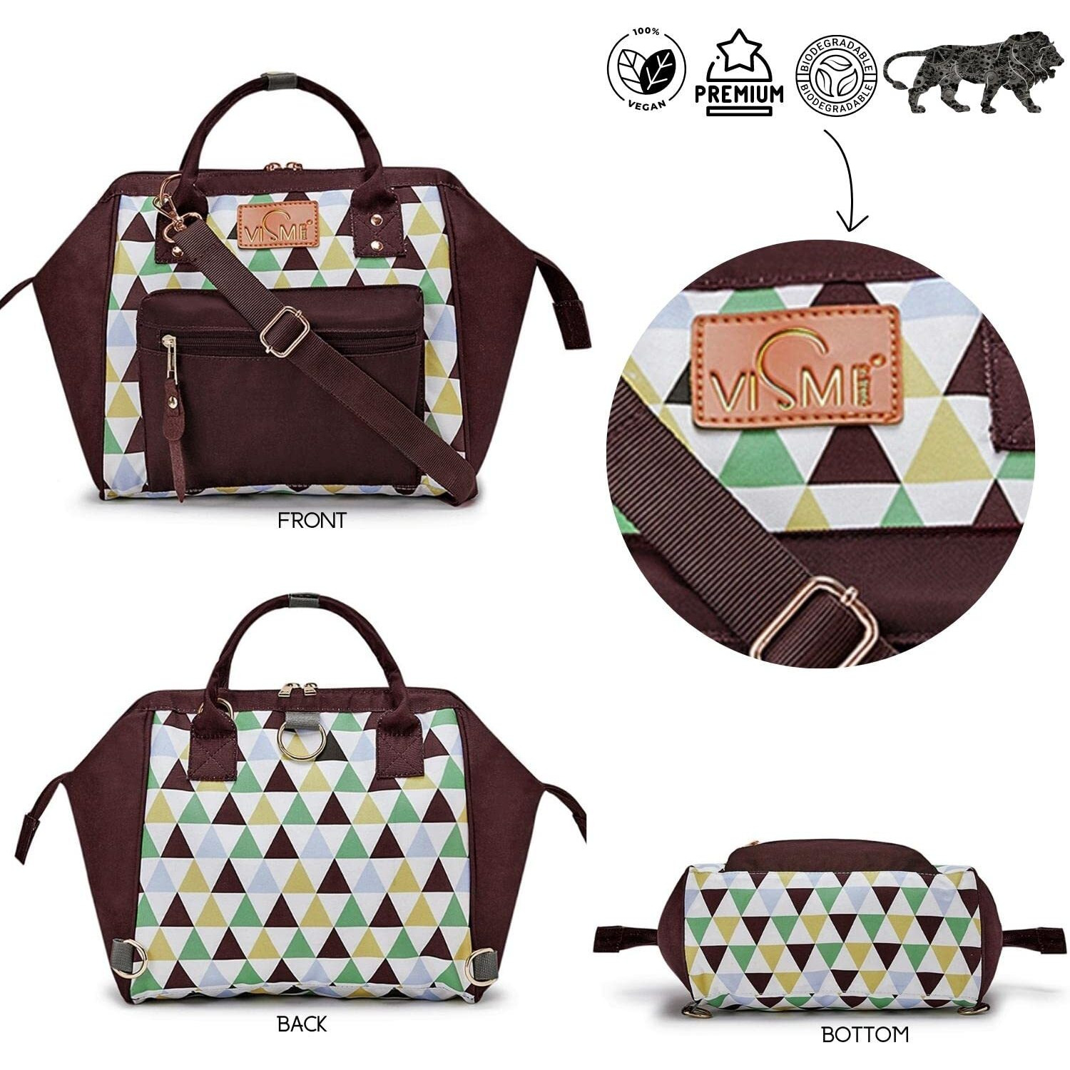 Vismiintrend Itsy Bitsy Mini Baby Diaper Bag Backpack | Stylish | Travel | Daypack | Small | New | Mother | Baby Shower | Gift For New Mothers | Maternity | Hospital Bag | Coffee Brown