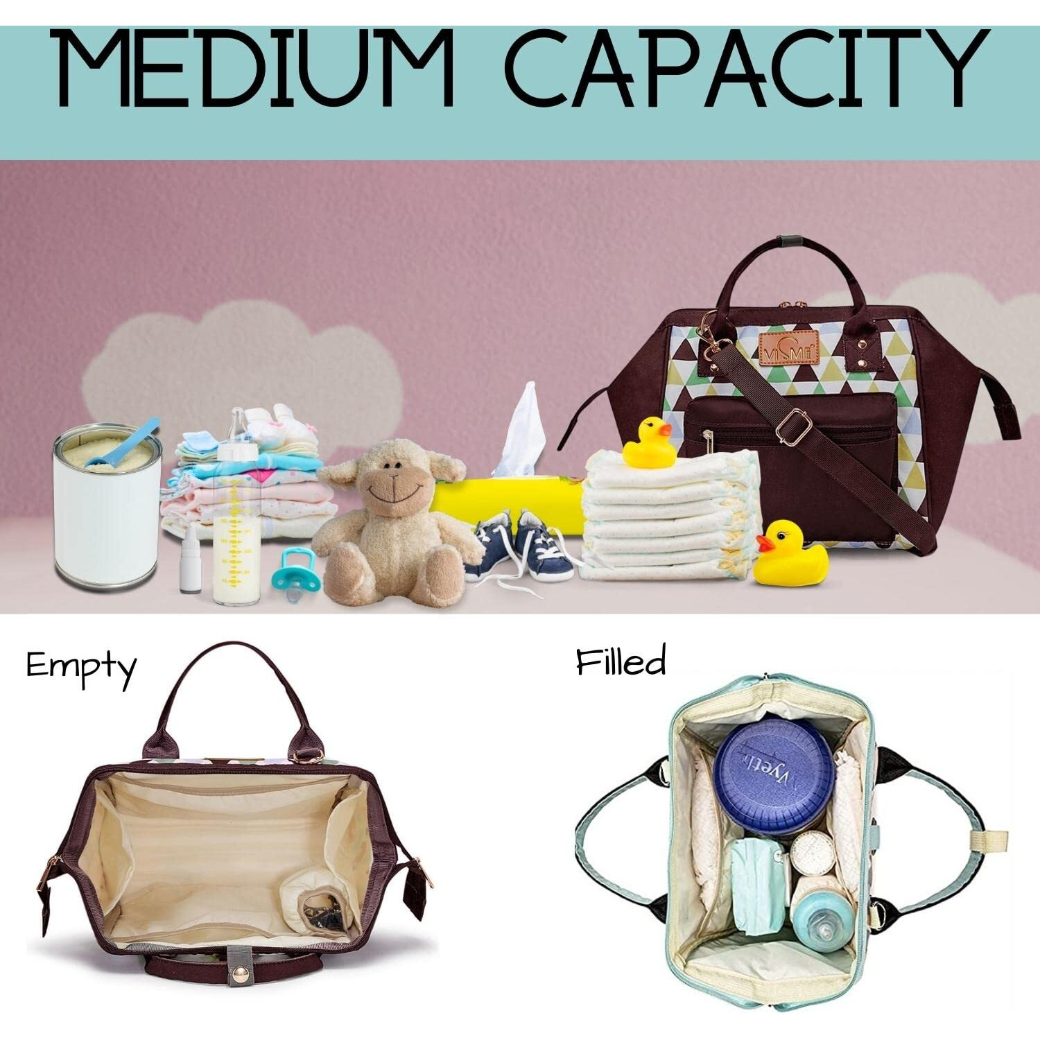 Vismiintrend Itsy Bitsy Mini Baby Diaper Bag Backpack | Stylish | Travel | Daypack | Small | New | Mother | Baby Shower | Gift For New Mothers | Maternity | Hospital Bag | Coffee Brown