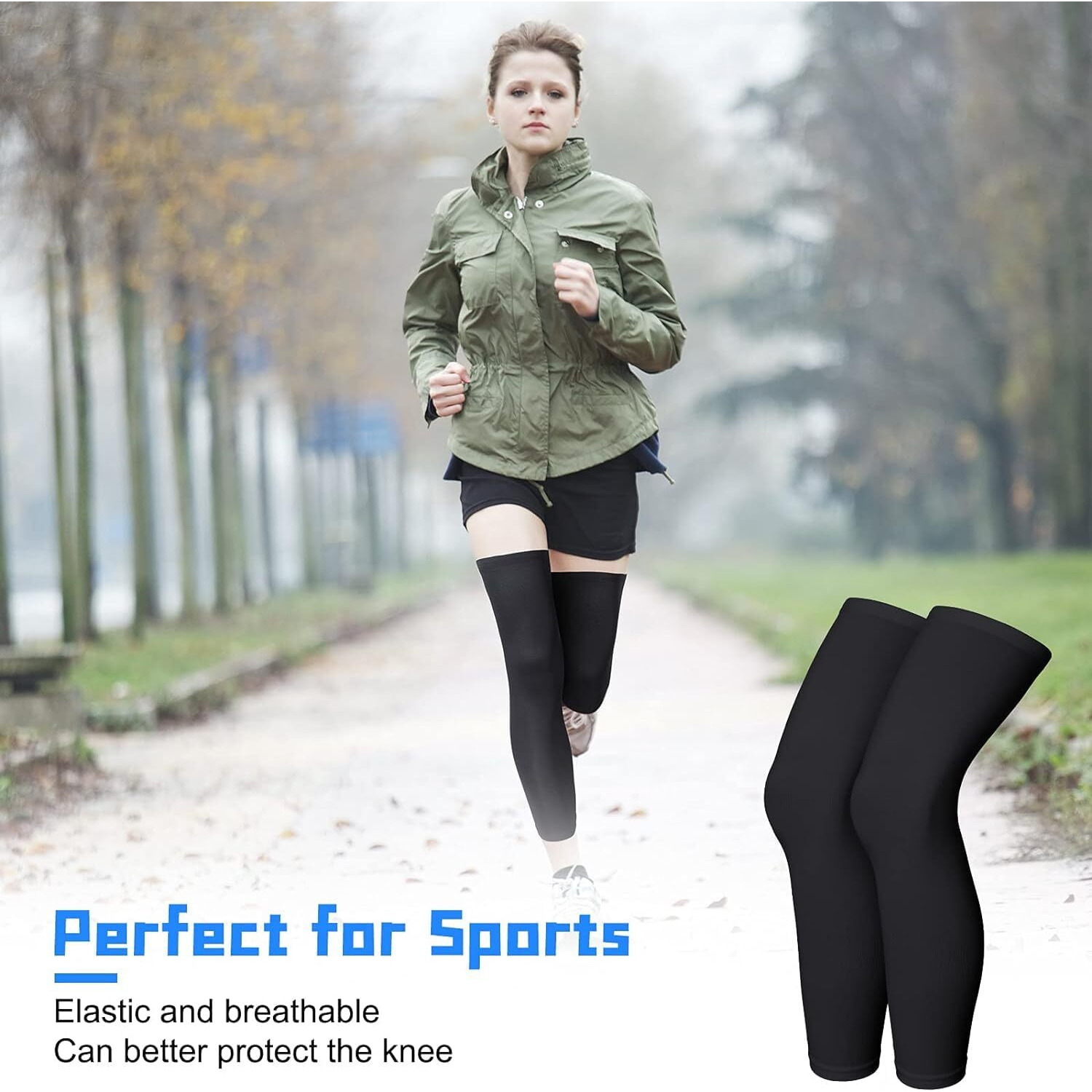 Mizuna Leg Sleeves Unisex Sports Compression Sun Protection Thigh Non-Slip Upf Cooling Full Length Cycling Riding Golf Football Running Winterlegblack