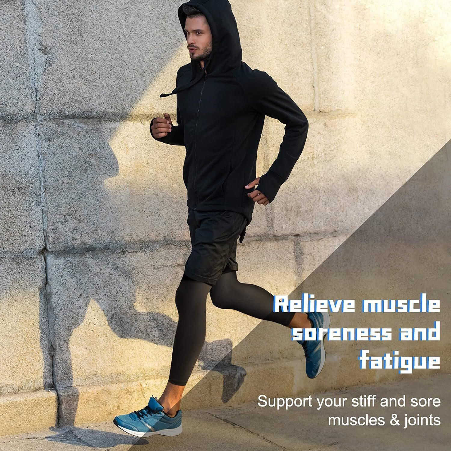 Mizuna Leg Sleeves Unisex Sports Compression Sun Protection Thigh Non-Slip Upf Cooling Full Length Cycling Riding Golf Football Running Winterlegblack