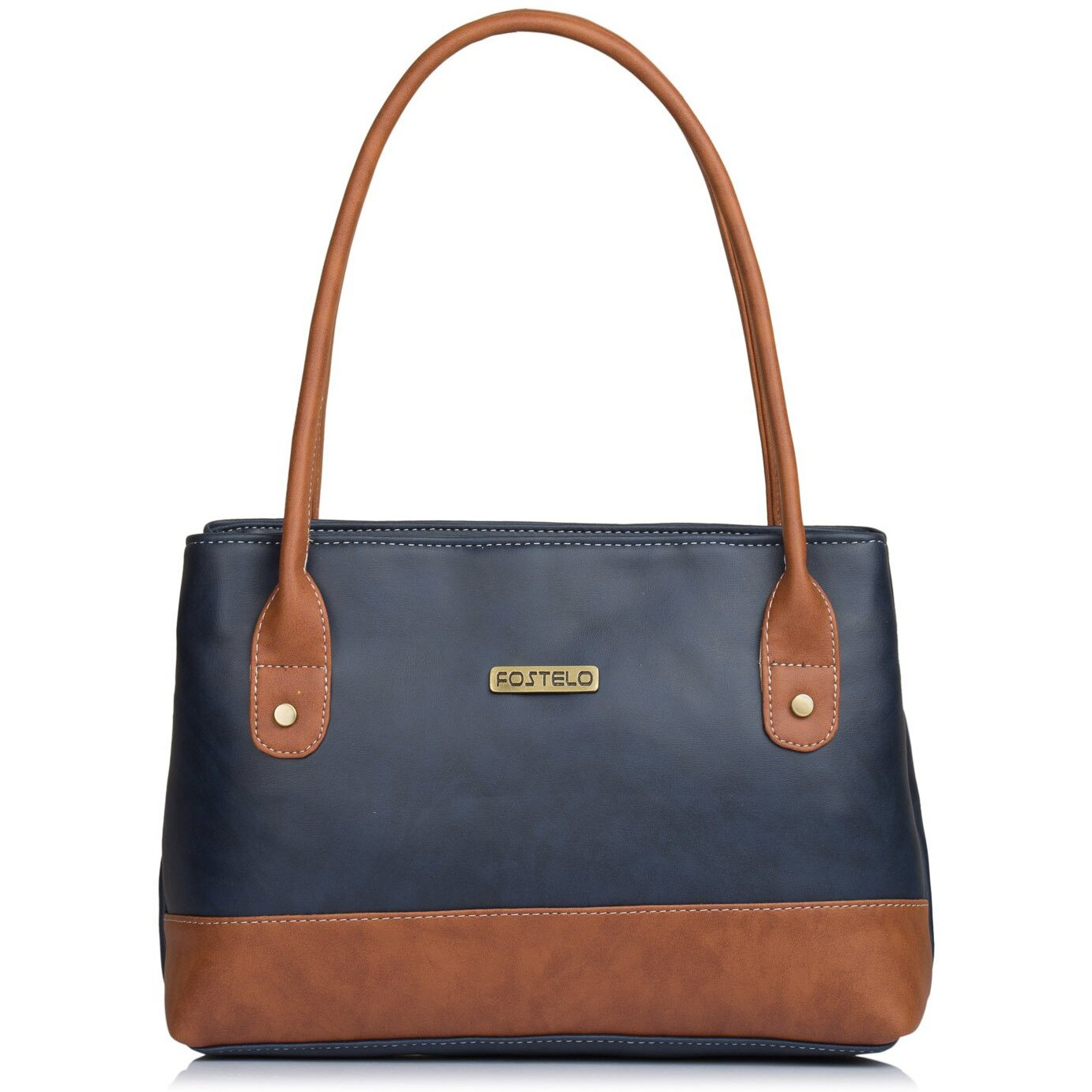 Fostelo Women's Vegan Leather Zara Handbag Shoulder Hobo Bag Ladies Purse (Blue) (Medium)