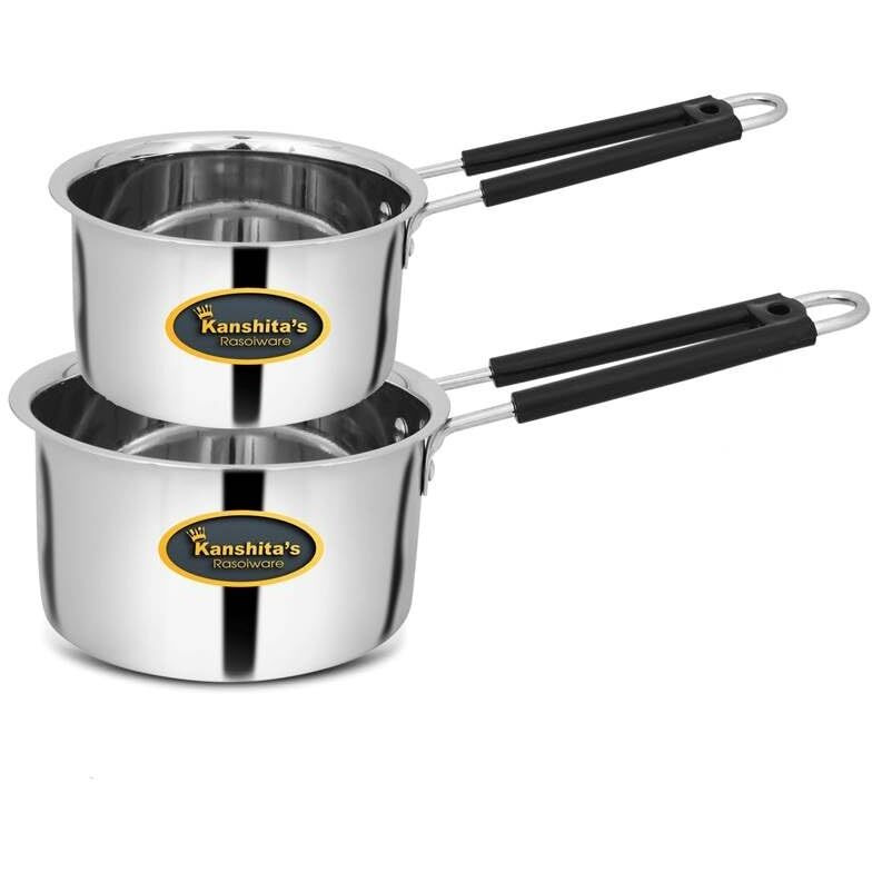 Kanshita's Rasoiware Stainless Steel Sauce Pan/Tea Pan 750 And 1000 Ml (Induction And Gas Stove Friendly) Pack Of 2