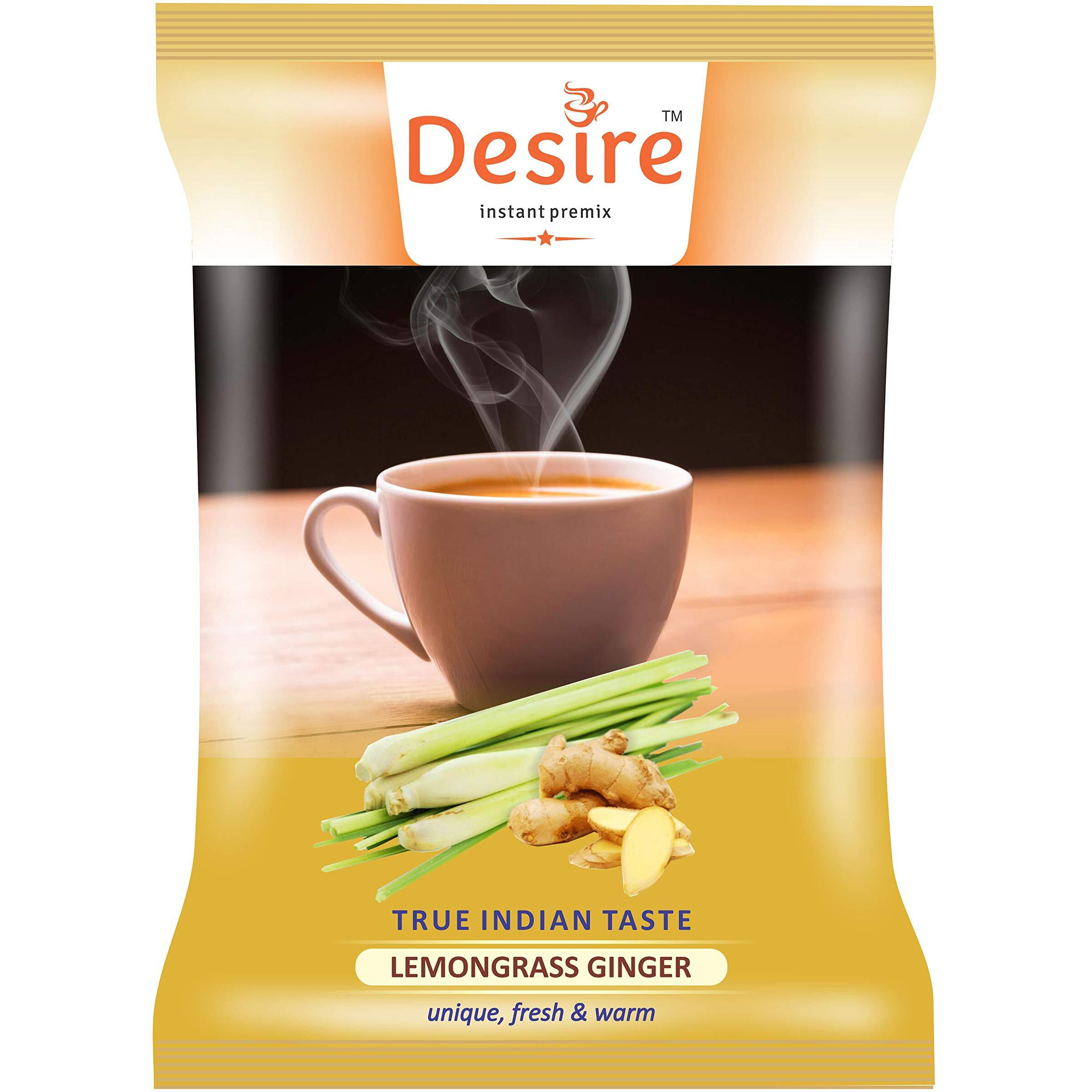 Desire Instant Premix Lemon Grass Ginger Tea Instant Premix For Both Manual And Vending Machines, Instant Tea Mix, Lemon Grass Ginger Flavor, Refreshing Taste (Lemongrass, Powder, 1 Kg)