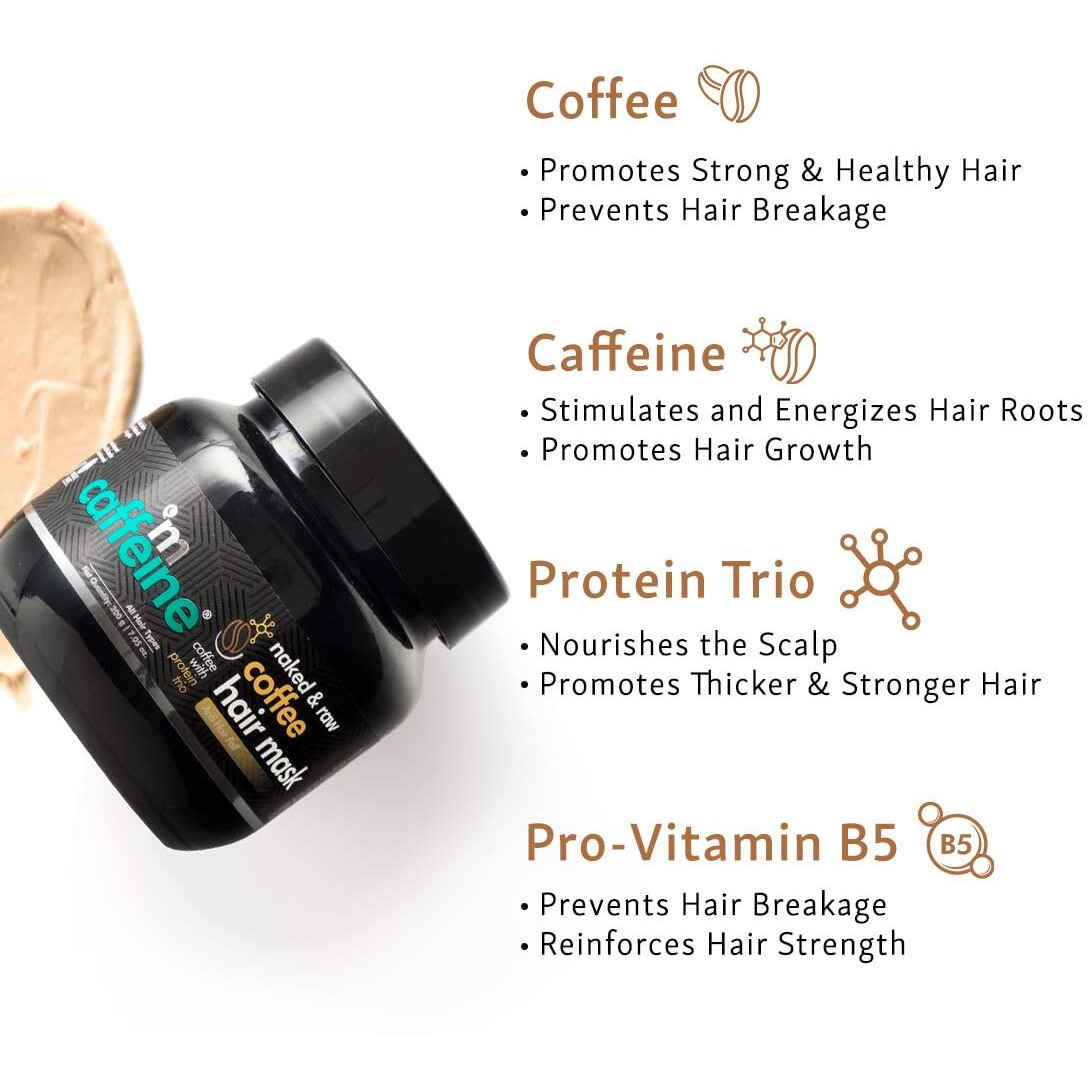 Mcaffeine Anti Hair Fall Hair Mask For Dry & Frizzy Hair, For Curly Hair & Straight Hair, With Coffee, Proteins & Pro Vitamin B5, Sls & Paraben Free - 200 Gram