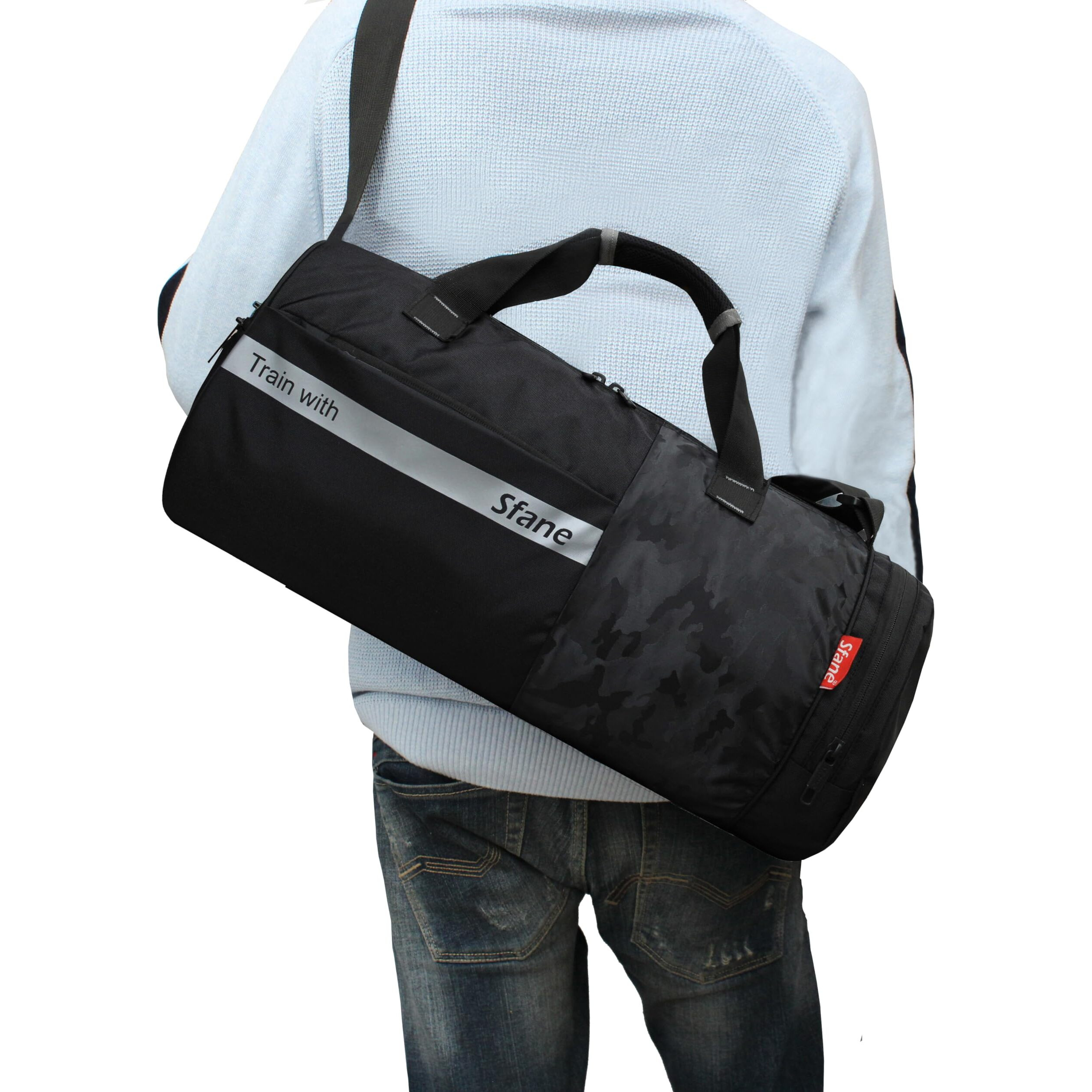Sfane Gym Bags For Men With Separate Shoe Compartment Sports Gym Bags For Women Unisex Duffle Bags For Gym For Carry & Travel Adjustable Duffel Bags Sports Bag - Black