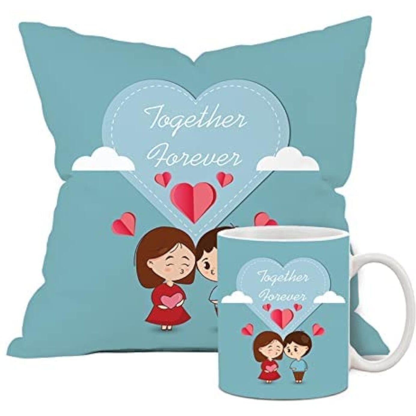 The Purple Tree Polyester Valentines Day Gift Set Of Cushion And Mug (1 Cushion, 1 Coffee Mug) Gift For Husband, Boyfriend, Wife, Girlfriend, Valentine Gift, Valentine's Day V1