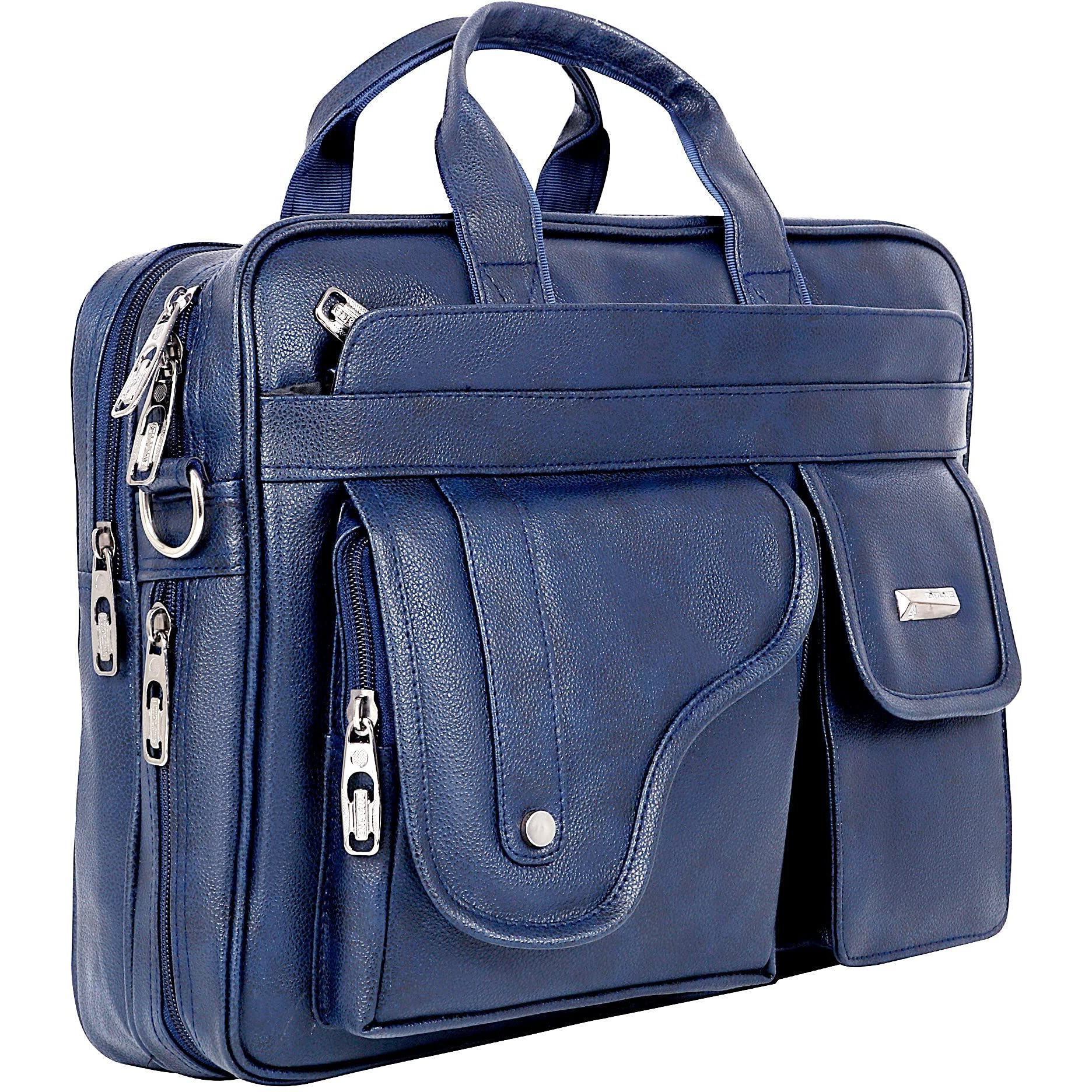 Zipline Office Synthetic Leather Laptop Bag For Men Women, 15.6" Compatible Laptop Messenger Bags For Men & Women (1-Blue Bag)