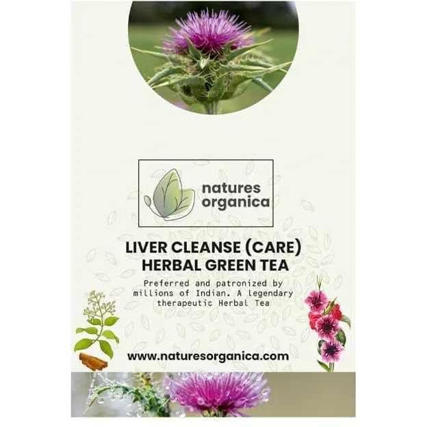 Natures Organica Liver Cleanse Tea|Liver Detox Tea|Liver Care Green Tea With Harad,Milk Thistle,Manjistha,Ashwagandha,Rose Petals,Pippali|Milk Thistle Tea 100Gm,Granules