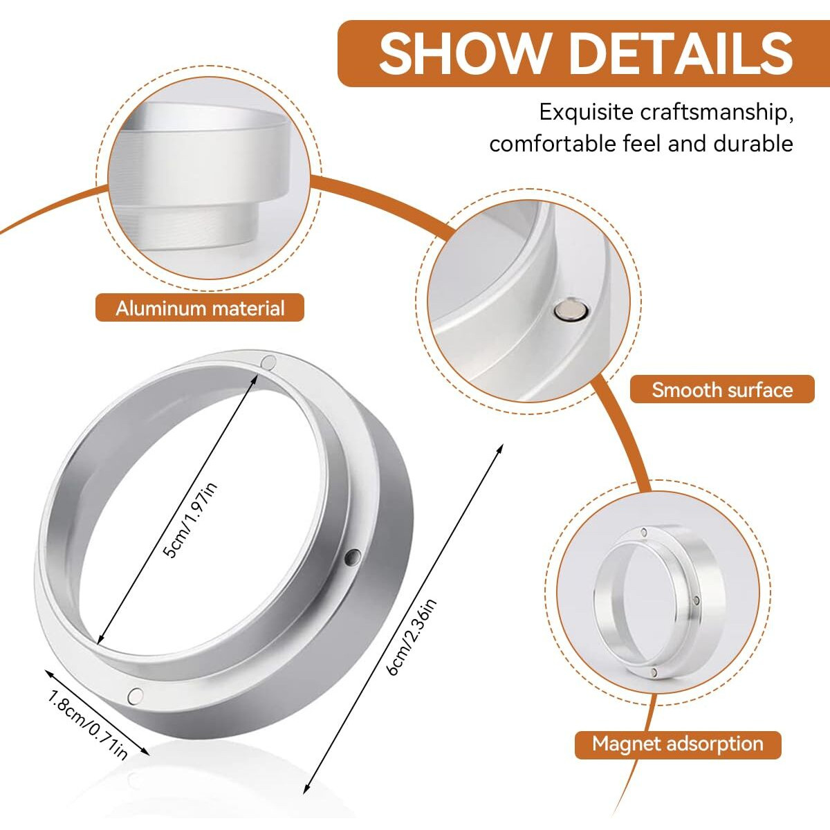 Supvox 51Mm Portafilter Powder Ring Stainless Steel Magnetic Powder Ring Espresso Powder Ring Espresso Portafilter Accessories Prevent Ground Coffee From Spilling