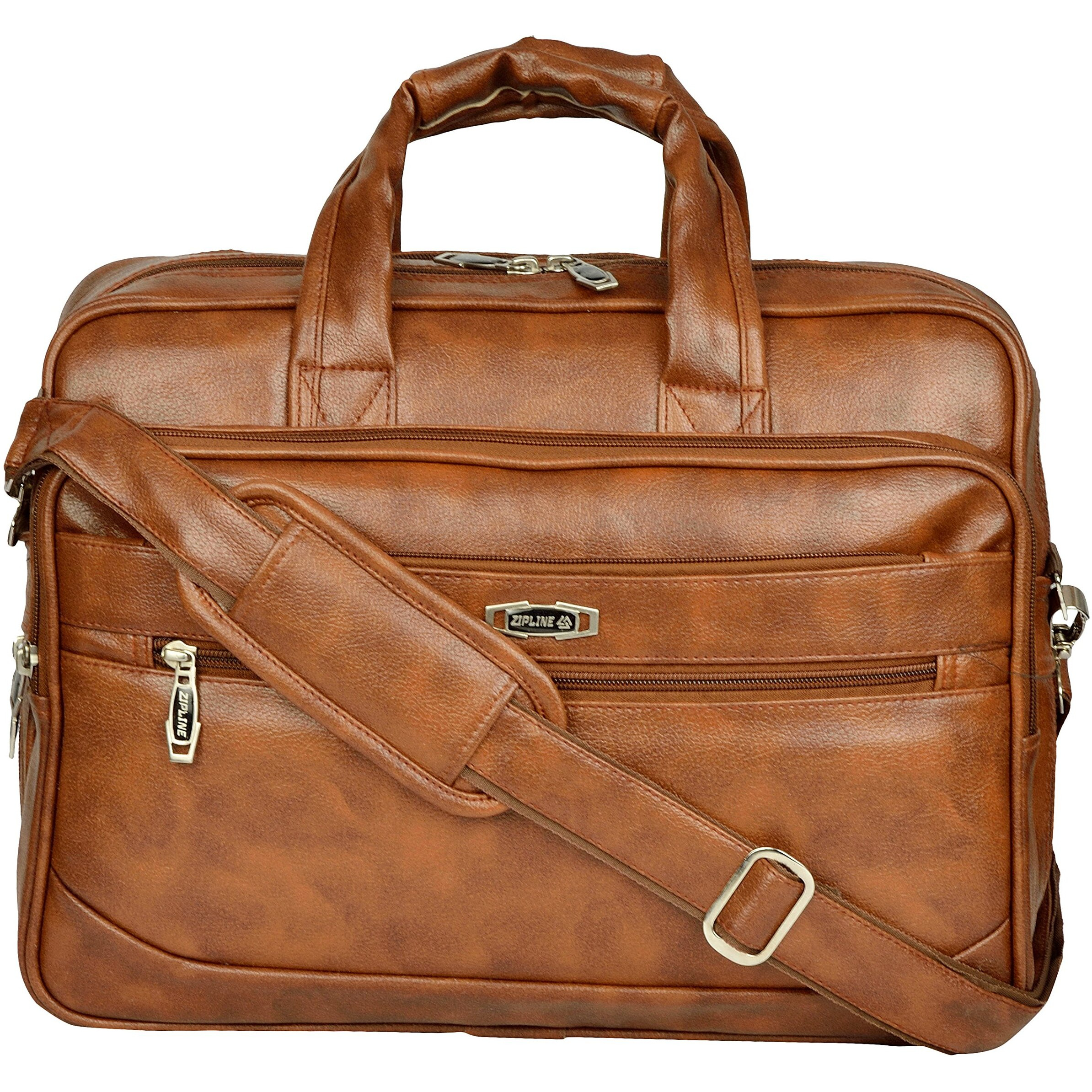 Zipline Office Synthetic Leather Laptop Bag For Men Women, 15.6" Compatible Laptop Messenger Bags For Men & Women (1-Tan Bag)