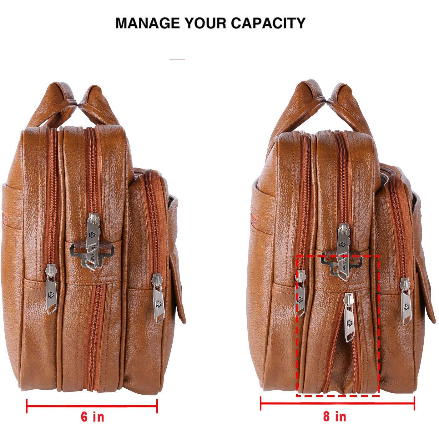 Zipline Office Synthetic Leather Laptop Bag For Men Women, 15.6" Compatible Laptop Messenger Bags For Men & Women (1-Tan Bag)
