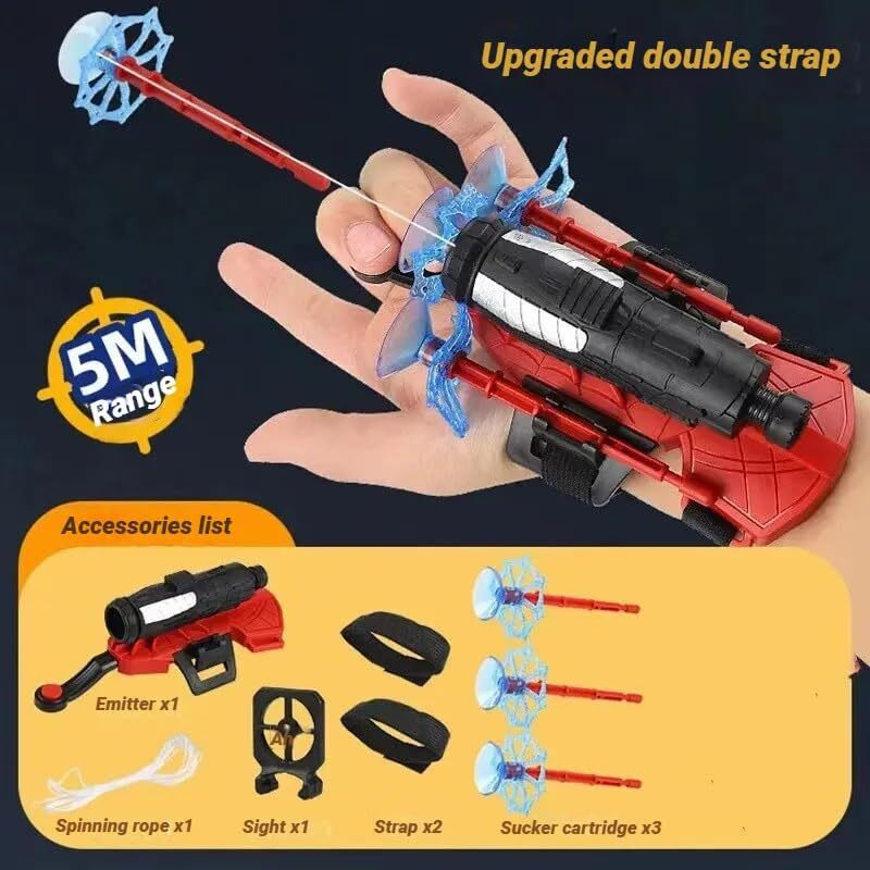 Deoxy Spider Web Shooters Toy Gun For Kids Fans, Hero Launcher Wrist Toy Set, Heroic Web Shooting Action, Sticky Wall Soft Bomb Funny Children's Educational Toys, Red