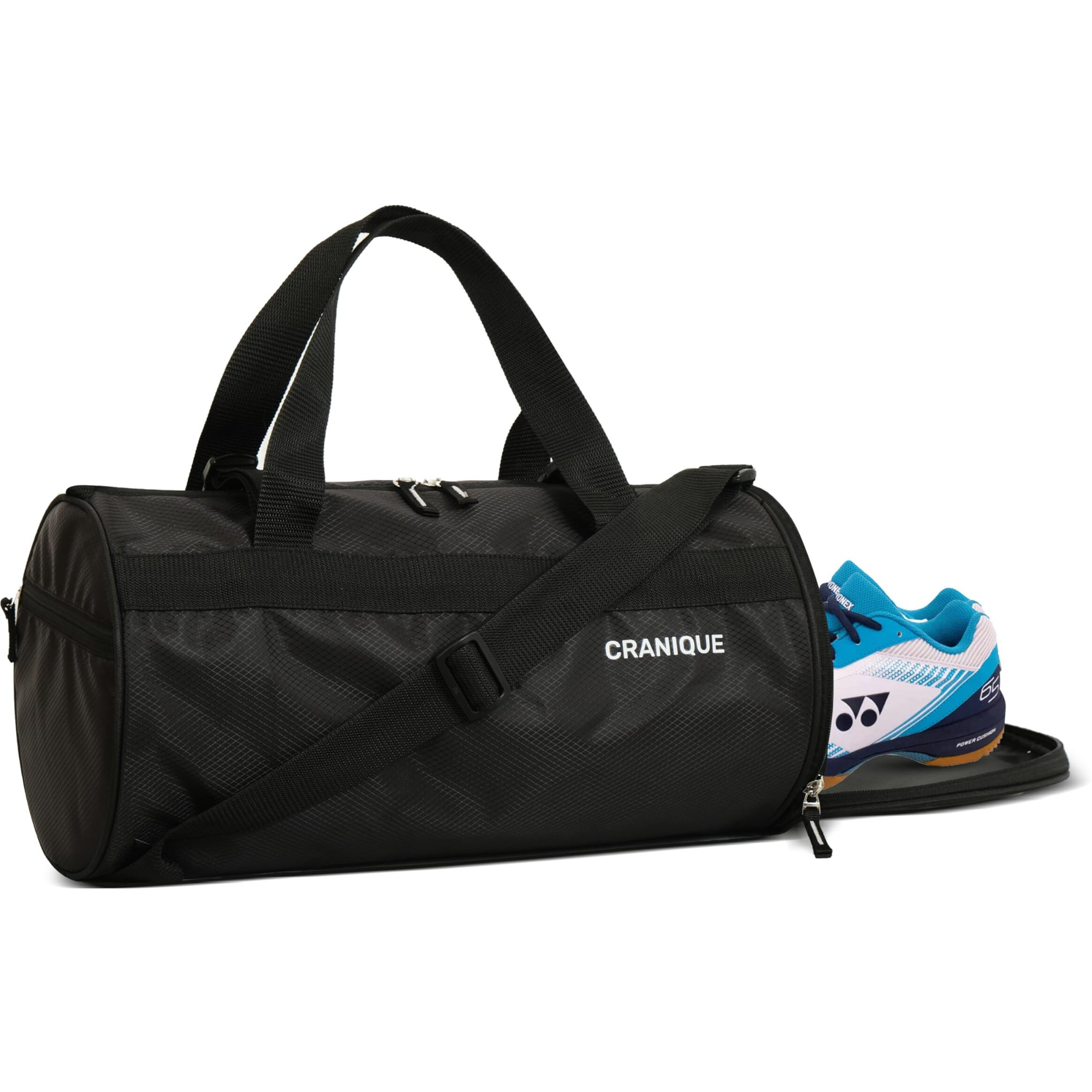 Cranique Duffle Gym Bag With Shoe Compartment & Yoga Mat Holder Shoulder Strap For Men & Women | Sports Bag | Kit Bag (Qgb1-Black)