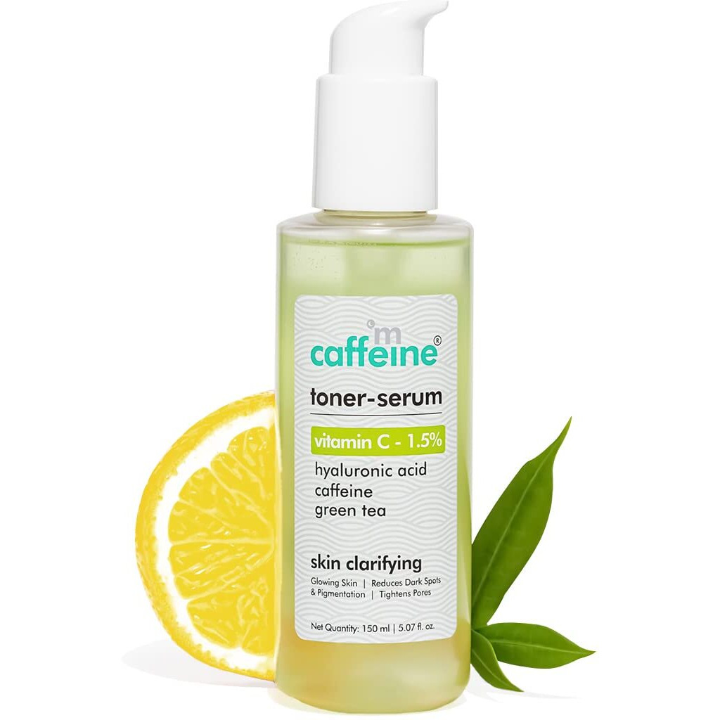 Mcaffeine 1.5% Vitamin C 2In1 Face Toner-Serum With Green Tea Women & Men| Reduces Dark Spots & Pigmentation, Tightens Pores | Glowing Skin In 1 Use | 150Ml